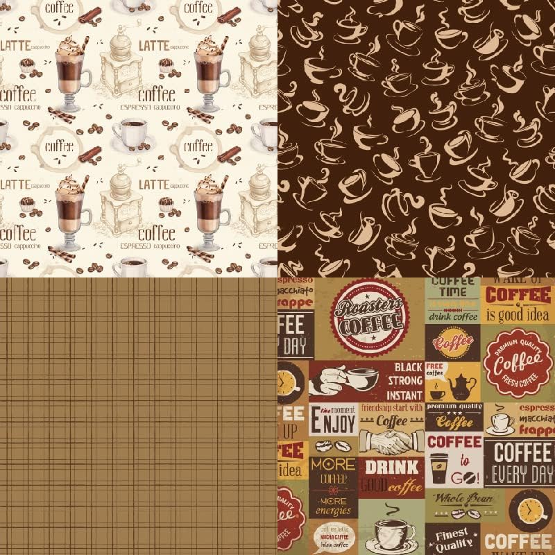 Vintage Coffee Scrapbook Paper Pad - 6x6, 24 Sheets, Cardstock, Square, Uncoated, Perfect for Scrapbooking, Crafts
