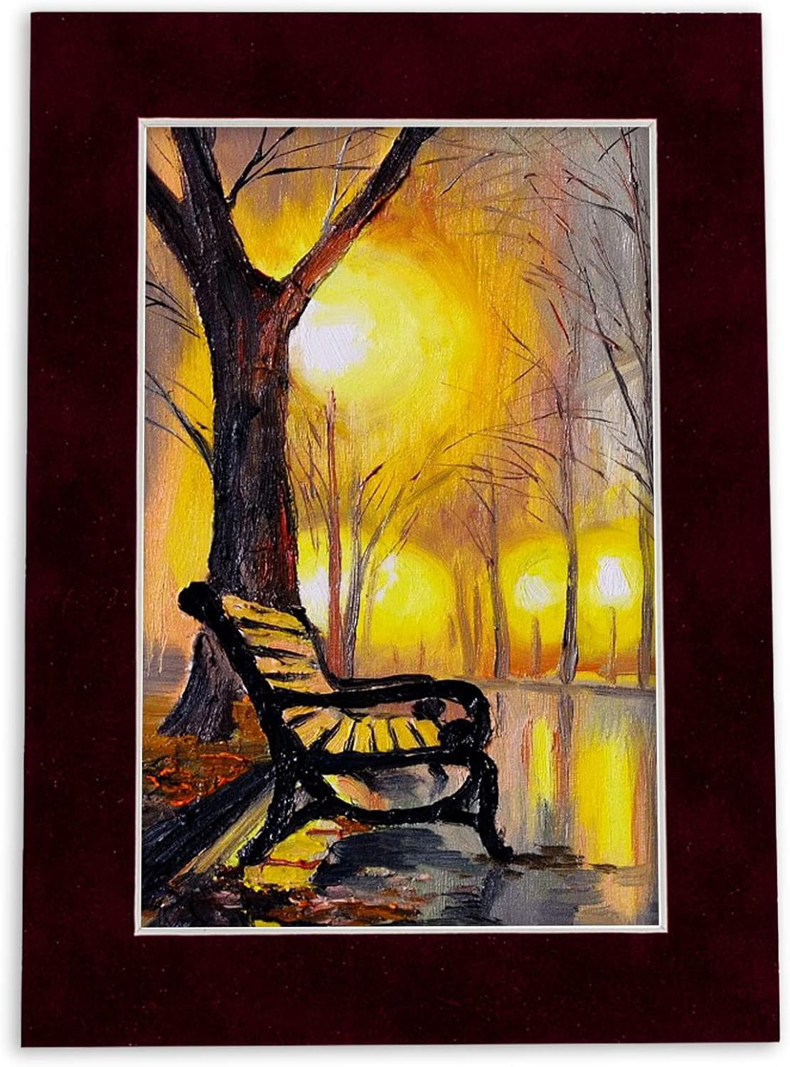 8x10 Mat Bevel Cut for 5.5x8.5 Photos - Acid Free Dark Red Suede Precut Matboard With Backing Board and Crystal Clear, Self Seal Photo Mat Bag - For Pictures, Photos, Framing - 4-ply Thickness