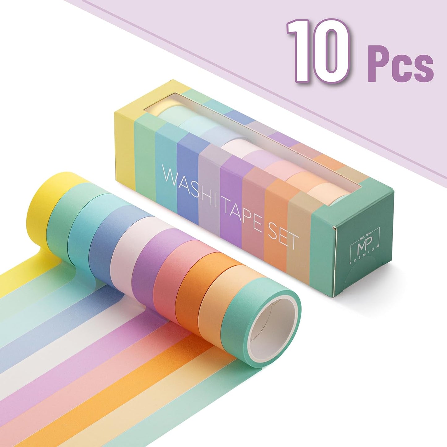Mr. Pen- Washi Tape Set, 10 Pack, Decorative Tape, Washi Tapes, Colored Tape, Scrapbook Tape, Scrapbook Washi Tape for Journaling, Craft Tape, Washy Tape, Washy-Tape