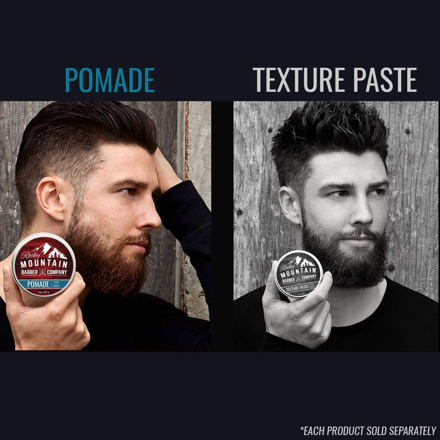 Rocky Mountain Barber Company Pomade for Men - 5 oz Tub Classic Styling Product with Strong Firm Hold for Side Part, Pompadour & Slick Back Looks – High Shine & Easy to Wash Out – Water Based