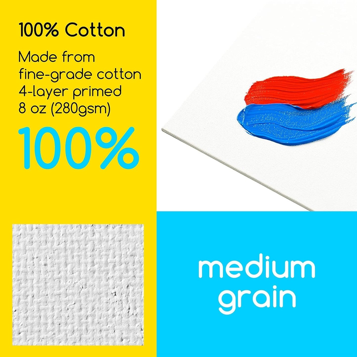 MEEDEN 4-Pack 100% Cotton Canvas Boards for Painting - 12x16'' Blank Canvas Panels for Oil & Acrylic Painting, Ready to Paint Art Supplies for Professional Artists, Students