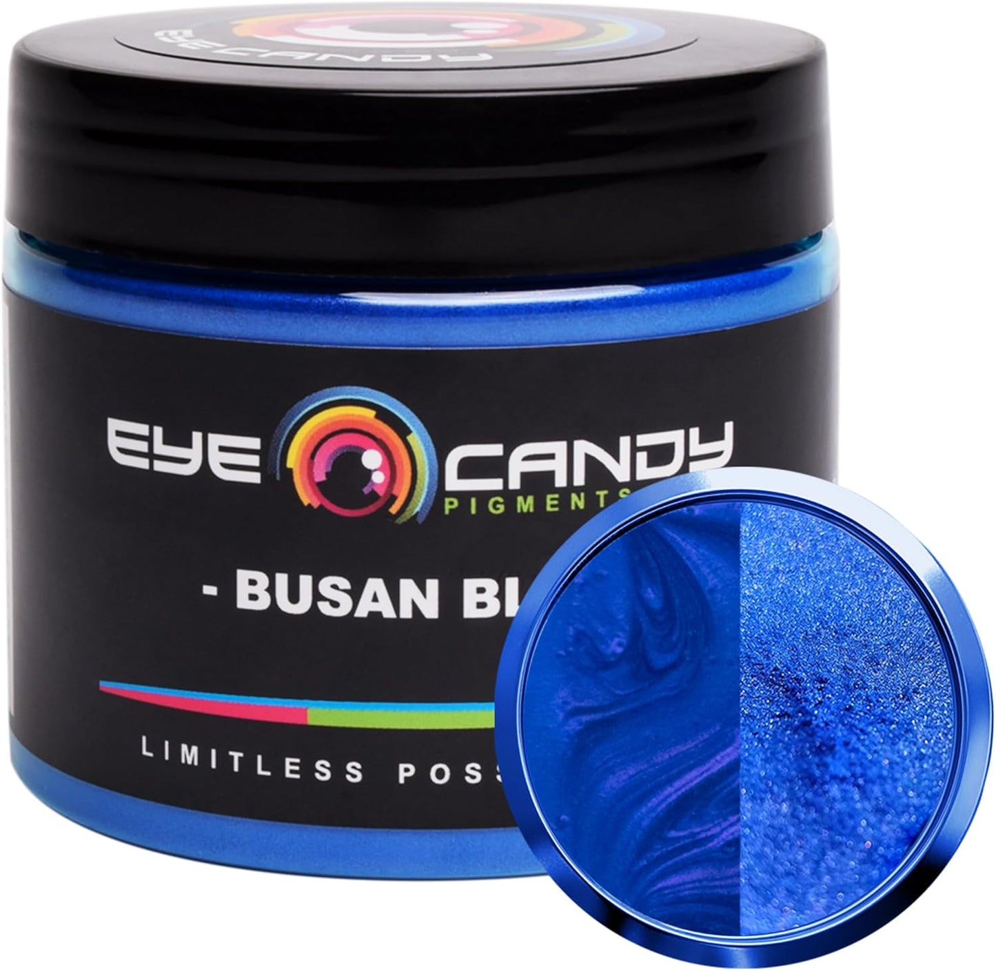 Eye Candy Pigments Premium Blue Mica Powder - Busan Blue (50gr) - for Epoxy, Resin, Soap, Paint, Woodworking, Acrylic Pouring, Bath Bombs, Fishing Lures - DIY Arts and Crafts Additive