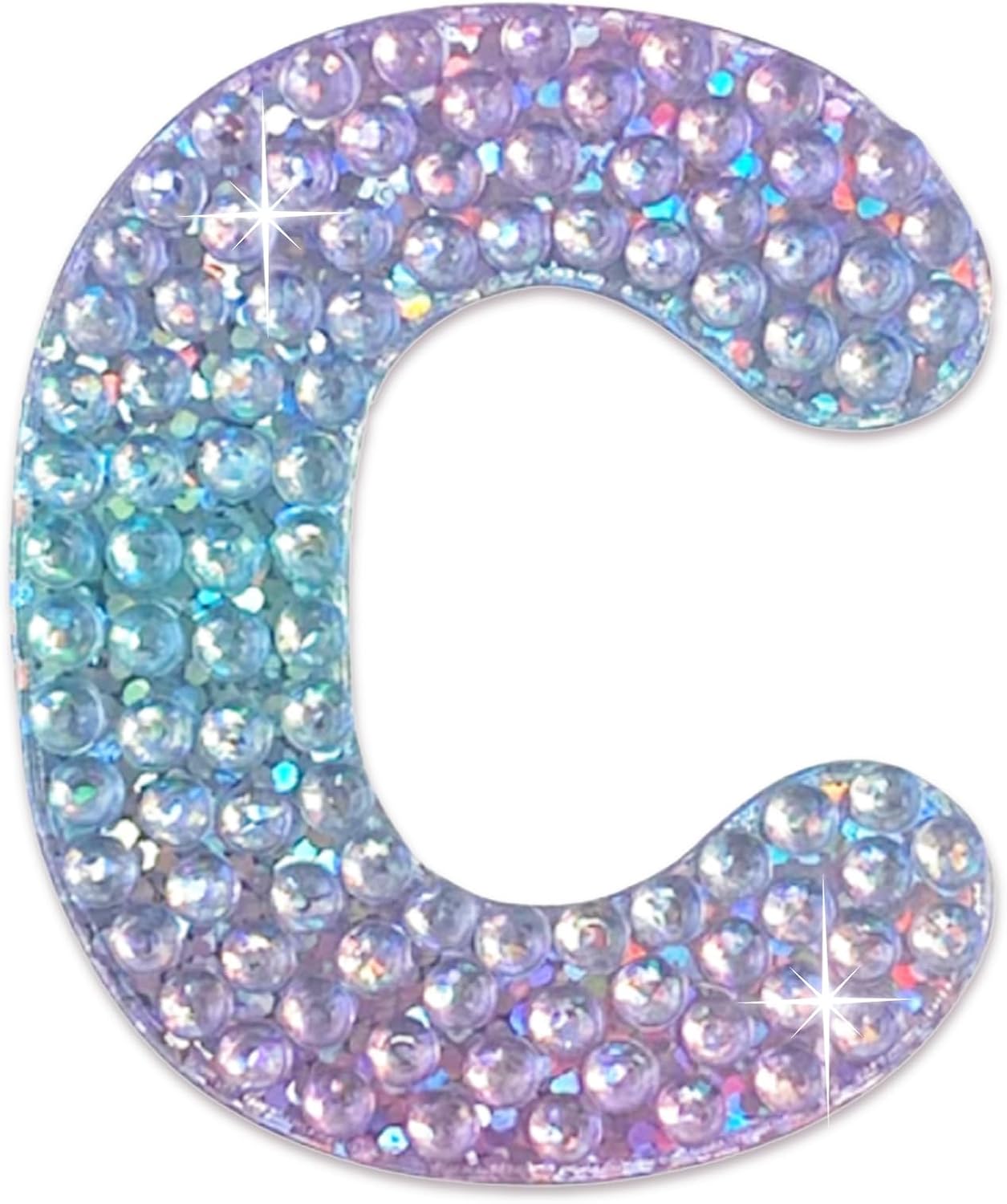 StickerBeans® Rhinestone Alphabet Letter Sticker C - Unique Sparkly Design 2” x 2” Cut-to-Shape Adhesive - Personalization, Collecting, Gifting, Scrapbooking, Decorating Laptops, Phone Cases, All Ages