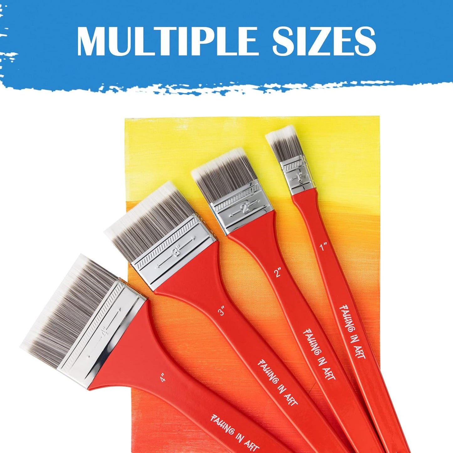 Falling in Art Flat Paddle Paint Brush with Long Handle, Large Scale Brush for Oil and Acrylic Paints, 1 Inch