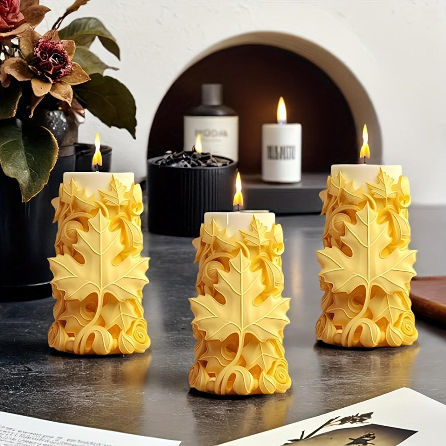 Maple Leaf Candle Molds, 3D Reusable Silicone Molds, Unique Resin Wax Concrete Plaster Clay Molds for DIY Art Craft Home Wedding Decor