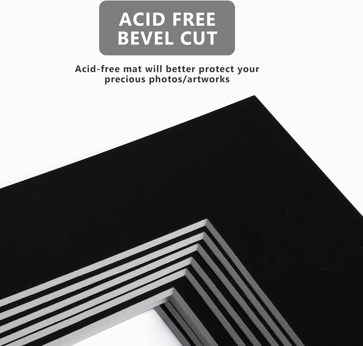 10 Pack Pre-Cut 11 x 14 Black Picture Mats for 8x10 Photos - White Core Bevel Cut Frame Matte, Acid Free, Ideal for Frames/Artwork/Prints