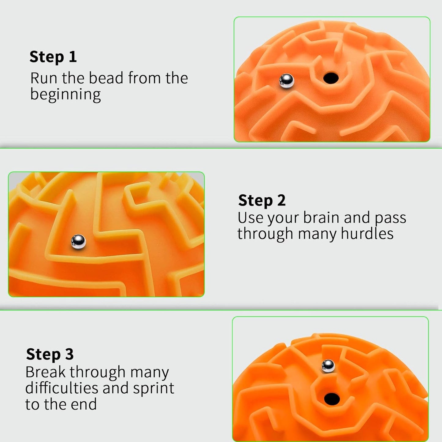 YongnKids Amaze 3D Memory Sequential Maze Ball Puzzle Toy Gifts for Kids Adults - Challenges Game Lover Tiny Balls Brain Teasers Game (Orange)