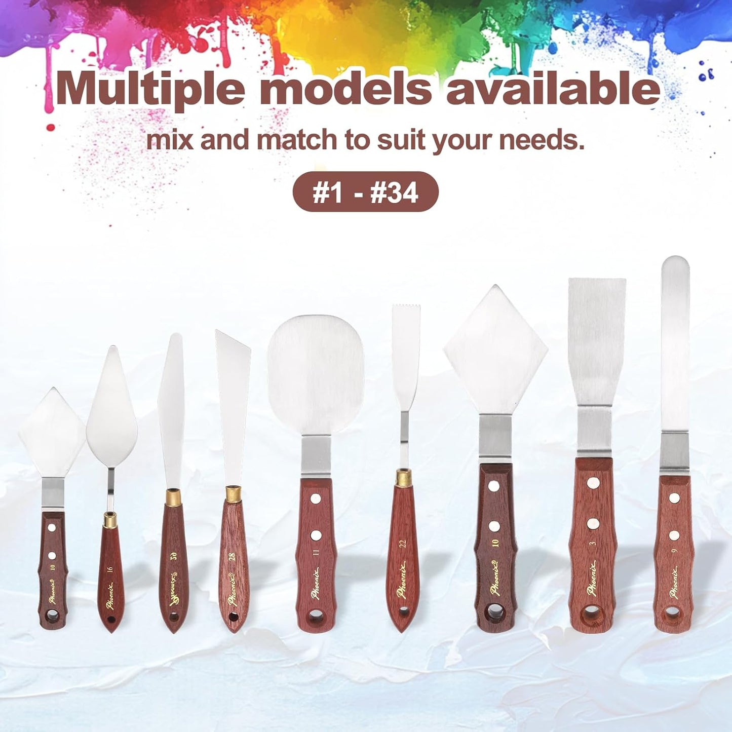 MECCANIXITY Pack of 1 Large Palette Knife No.10, 9.4" Long Palette Knives with Stainless Steel Flexible Spatula Pallet Knife and Wood Handle for Scraping, Mixing, Oil Acrylic Painting Canvas