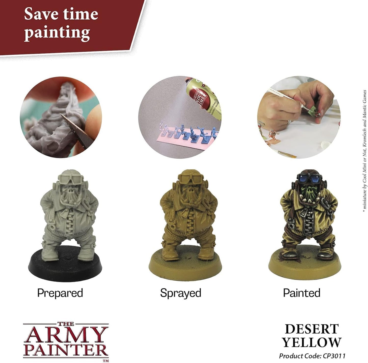 The Army Painter Color Primer, Desert Yellow, 400 ml, 13.5 oz - Acrylic Spray Undercoat for Miniature Painting