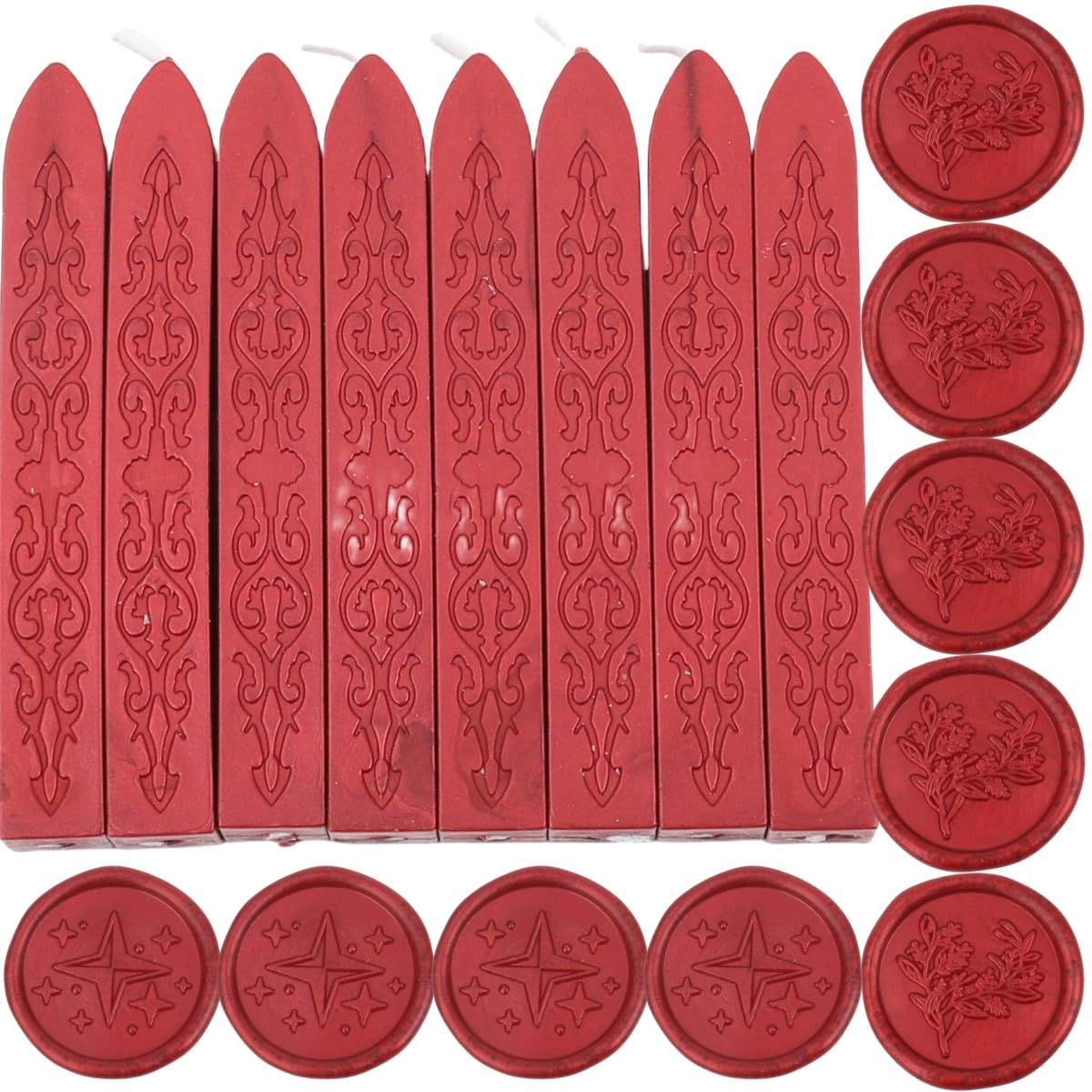 8Pcs Sealing Wax Sticks with Wicks, Wine Red Waxs Seal Stick Great for Letter Seals Waxing Stamp Wedding Invitations, Packaging Decoration (8)