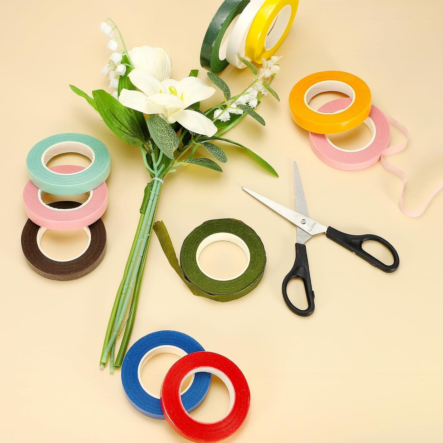 MECCANIXITY 3 Rolls Floral Tapes, 30 Yard x 1/16 in Florist Crepe Flowers Bouquets Tape Adhesive Waterproof for Flower Arranging Wrapping, Pink