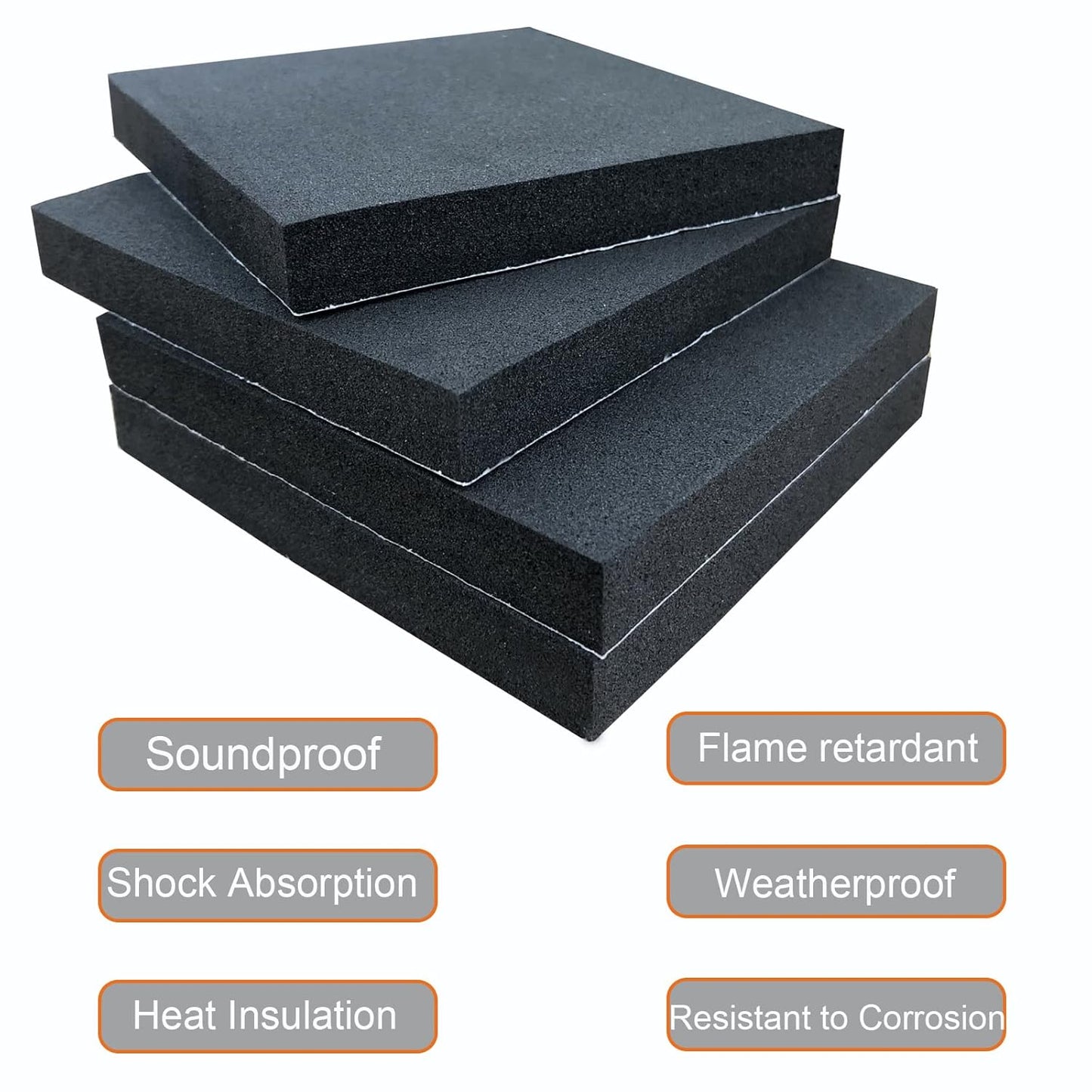 8 Pcs Black Adhesive Foam Padding, Closed Cell Foam Sheet 1/2" Thick 6 Inch X 6 Inch Neoprene Rubber Pad Self Stick Anti-Slip Adhesive Anti Vibration Pad (6inX 6inX 1/2in, 8)