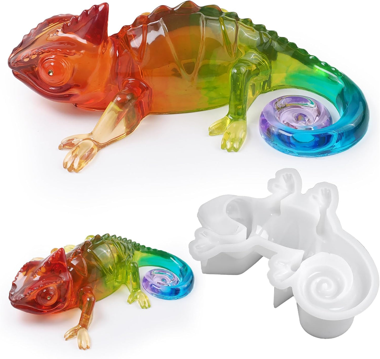 Lizard Animal Cylinder Candle & Resin Mold - Resin Casting Silicone Molds for Home Decor & Candle Making Wave Spiral Mold
