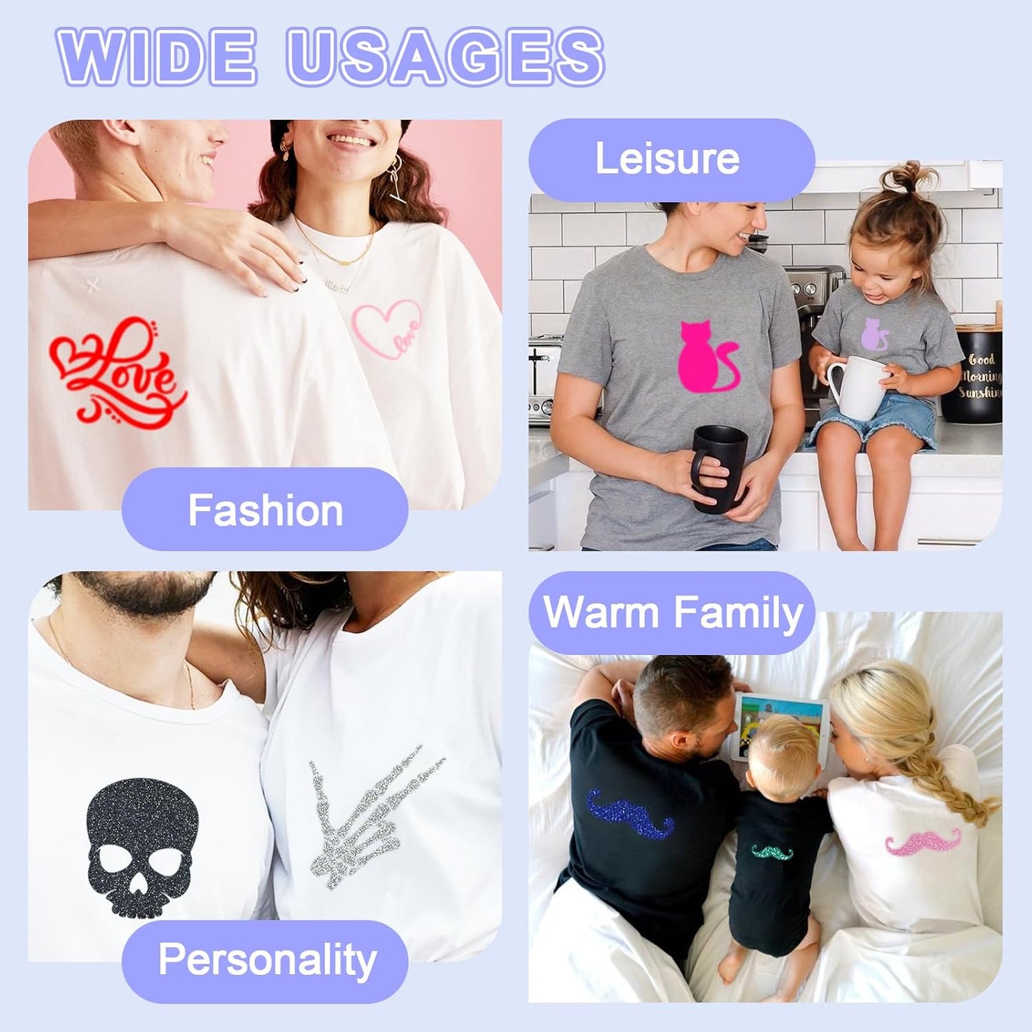Blue PU Heat Transfer Vinyl, 12 Pcs 12"x10" HTV Sheets – Soft & Stretchable Iron-On Vinyl, Easy to Cut & Weed, Compatible with Cricut & Silhouette – Perfect for 4th of July Shirts & Patriotic Crafts