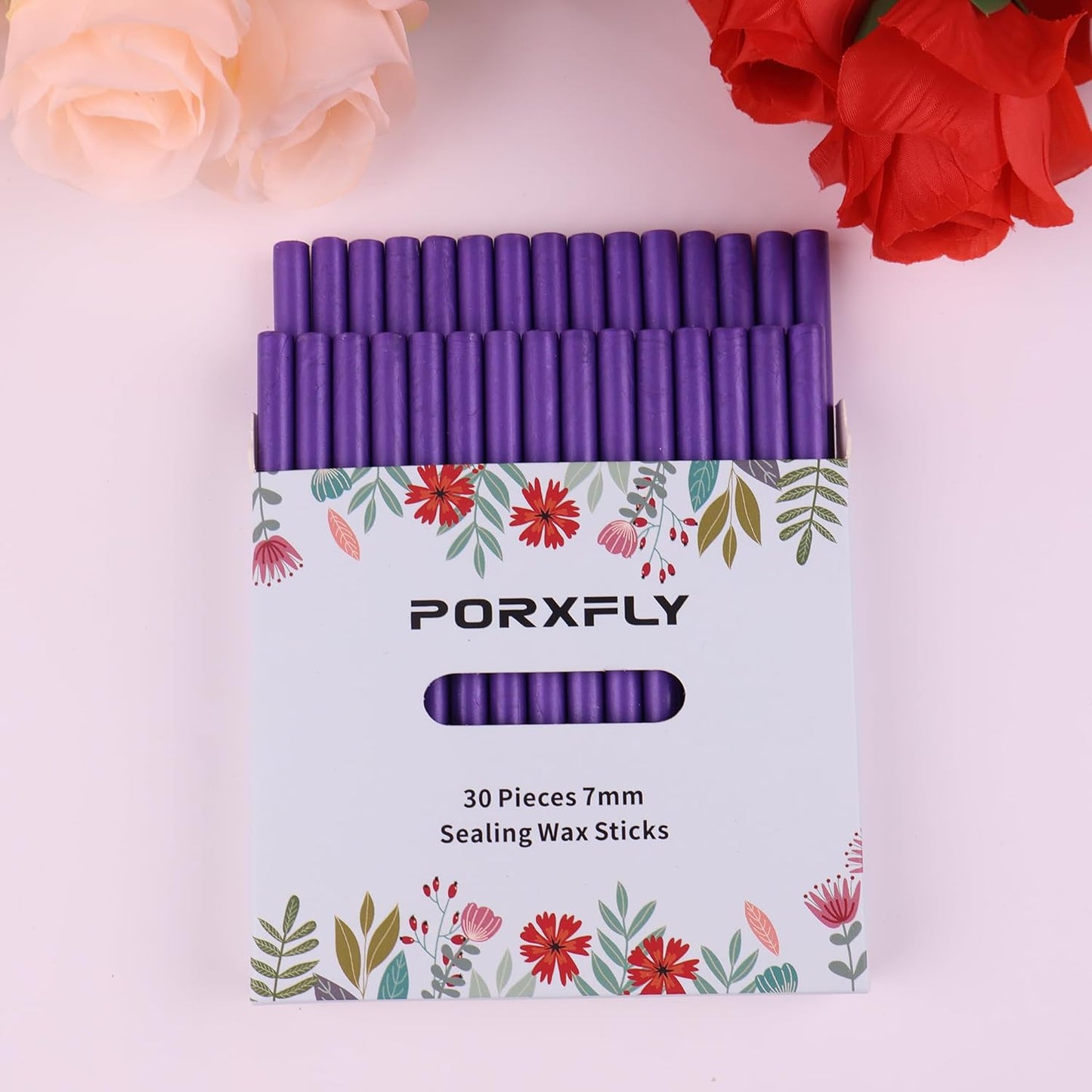 30 Pieces 7mm Sealing Wax Sticks for Glue Gun,PORXFLY Mini Wax Seal Sticks Great for Seals Stamp,Cards Envelopes,Wedding Invitations,Gift Wrapping,Wine Packages (Purple)