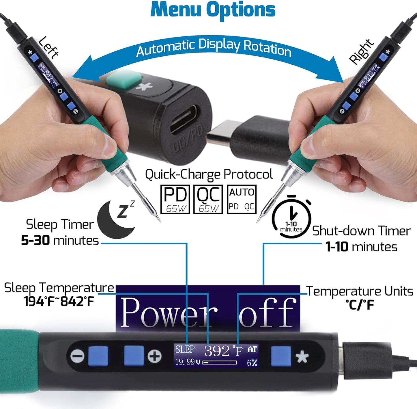 WEP 928D-IV Soldering Iron Kit with Fast Heating with C235 Tip, Dynamic Screen, Compact USB Soldering Iron with Tool Bag, Multi-Functional Cover, Type-C Charging, Sleep Mode, PD/QC Protocols