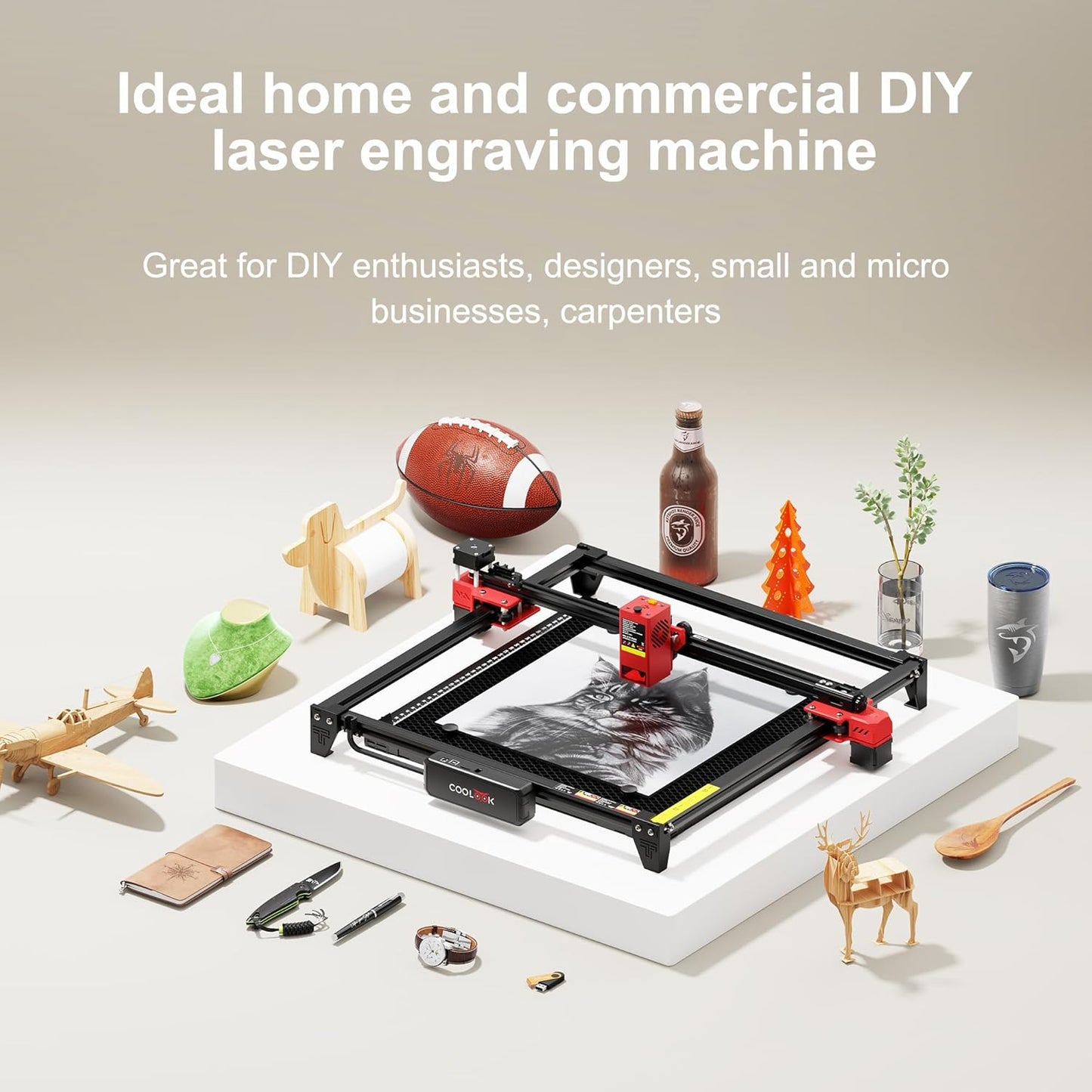 CK1-20 20000mW Laser Engraver Machine Laser Cutter Laser Cutting Engraving Tool Engraving Machine for Wood, Metal, Plastic, Paper, Leather, Sponge Paper, Alumina