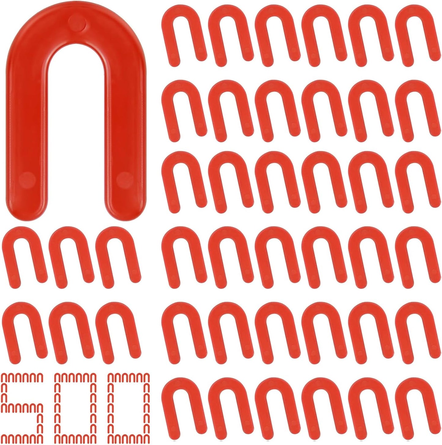 DGSL Tile Leveling System Tile Spacers 1/8 Inch, 500 pieces Horseshoe Shim U Shape Plastic Tile Leveling Clips for Various Types of Tile Leveling (Red)
