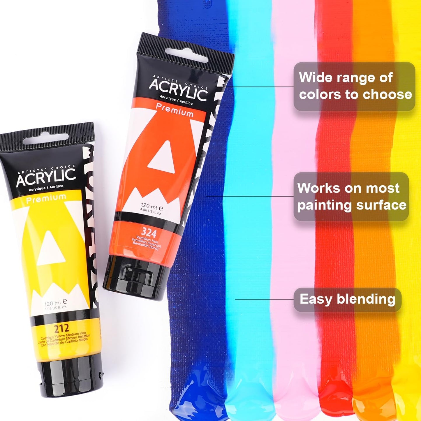 AUREUO Cadmium Orange Hue Acrylic Paint, 4 Fl Oz / 120ml Single Tube, Rich Pigment Art Craft Paints for Canvas, Rocks, Wood, Ceramic, Fabric - Art Supplies for Beginners, Professionals, Artists