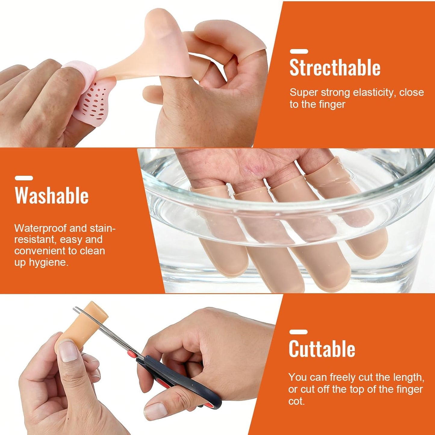 30 Pcs Gel Finger Protectors, Toe Caps Silicone Fingertips Protection, Reusable Waterproof Fingers Tip Covers, Elastic Finger Toe Guards for Daily Protection