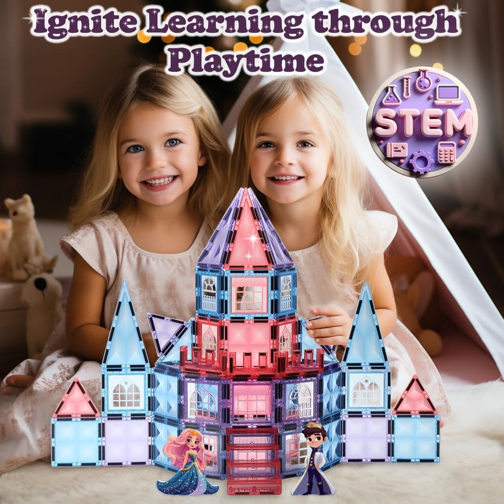 Frozen Magnetic Tiles 3 Year Old Girl Gifts 5 Year Old 4 Year Old Girl Birthday Gifts Princess Toys Magnet Tiles Building Blocks Castle Age 3 4 5 6 7 8