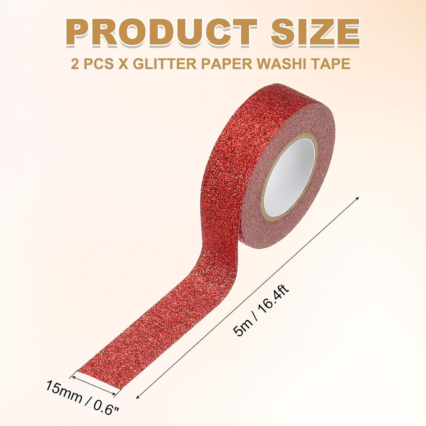 PATIKIL 2 Roll Glitter Paper Washi Tape, Washi Decorative Tape for Crafts, Red