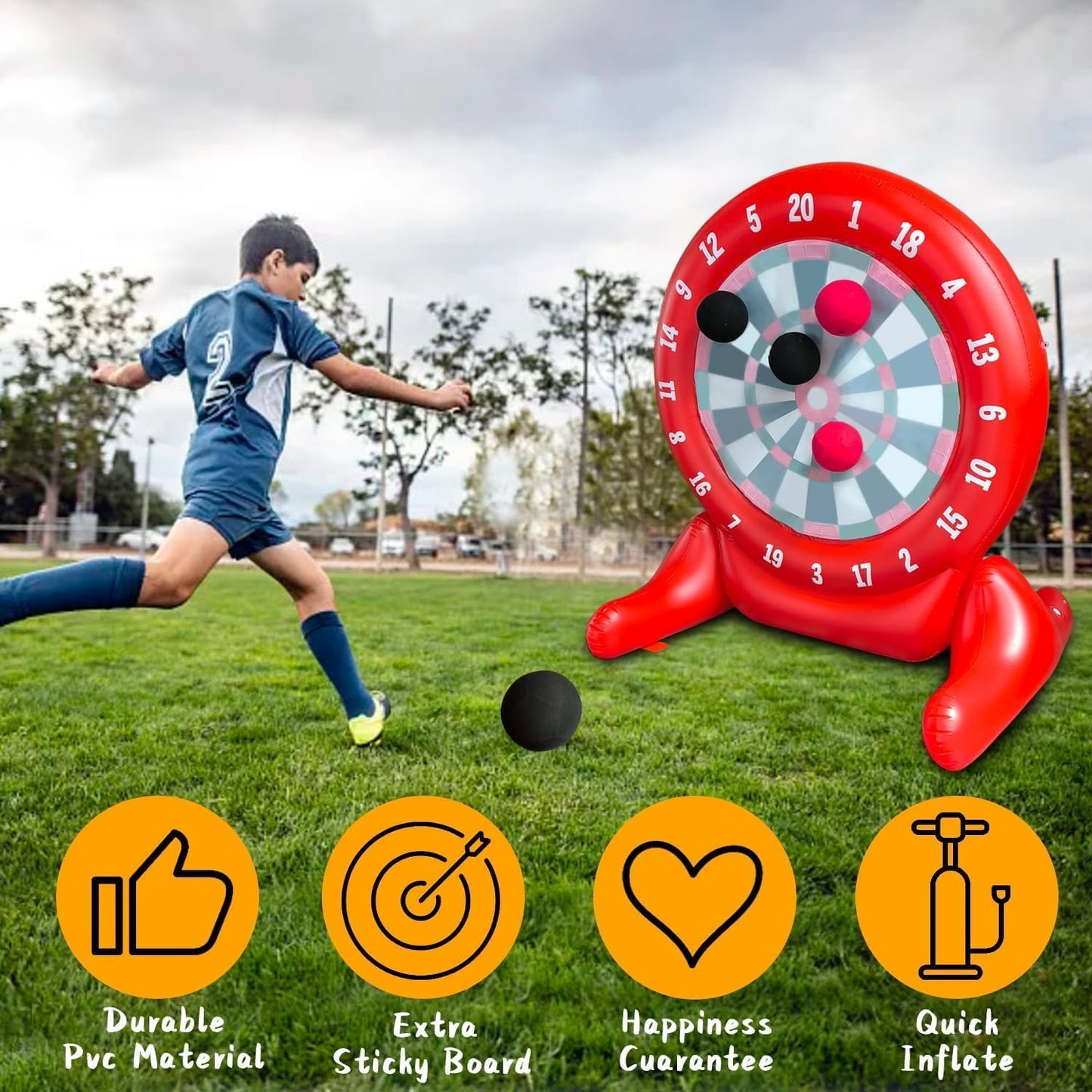 6Ft Tall Giant Kick Darts Games Inflatable Giant Kick Darts Games,Jumbo Outdoor Soccer Green Target Dartboard with Soccer Balls and Air Pump for Sports