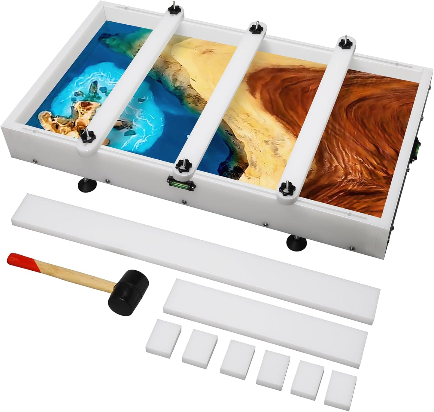 Large Reusable Epoxy Resin Mold 64×32×3 Adjustable Clamping System – Ideal Resin Molds for Coffee Tables, Trays, Cutting Boards & DIY Projects
