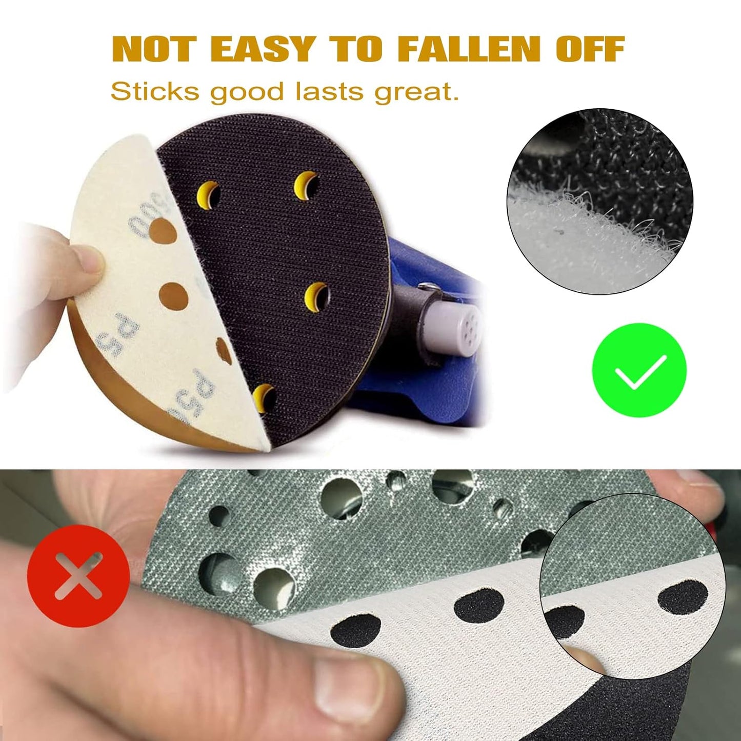 100PCS 5 Inch 8 Hole Sanding Discs 100 Grit,Gold Round Hook and Loop Sandpaper for Random Orbital Sander