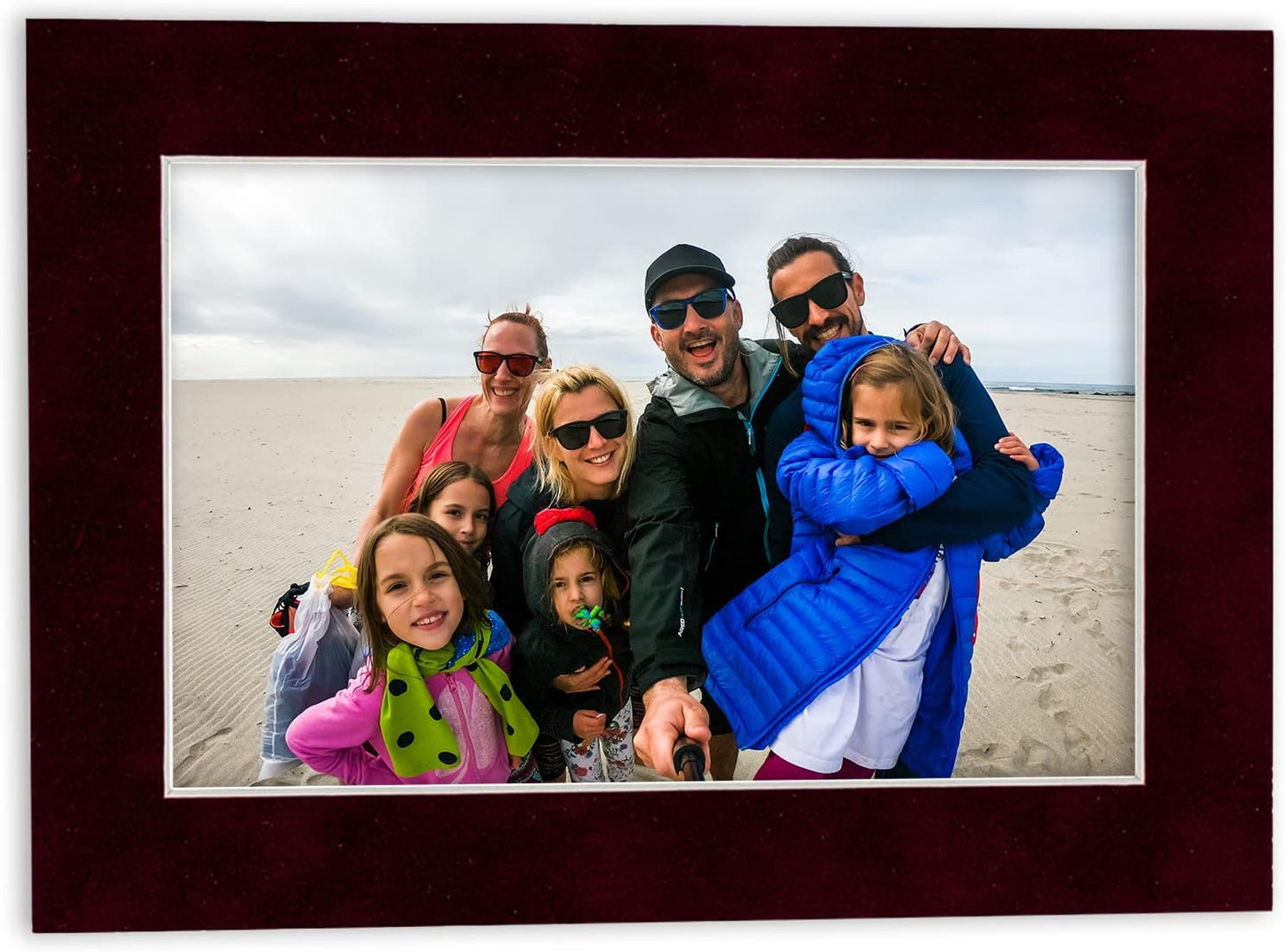 8x10 Mat Bevel Cut for 6x8 Photos - Acid Free Dark Red Suede Precut Matboard With Backing Board and Crystal Clear, Self Seal Photo Mat Bag - For Pictures, Photos, Framing - 4-ply Thickness