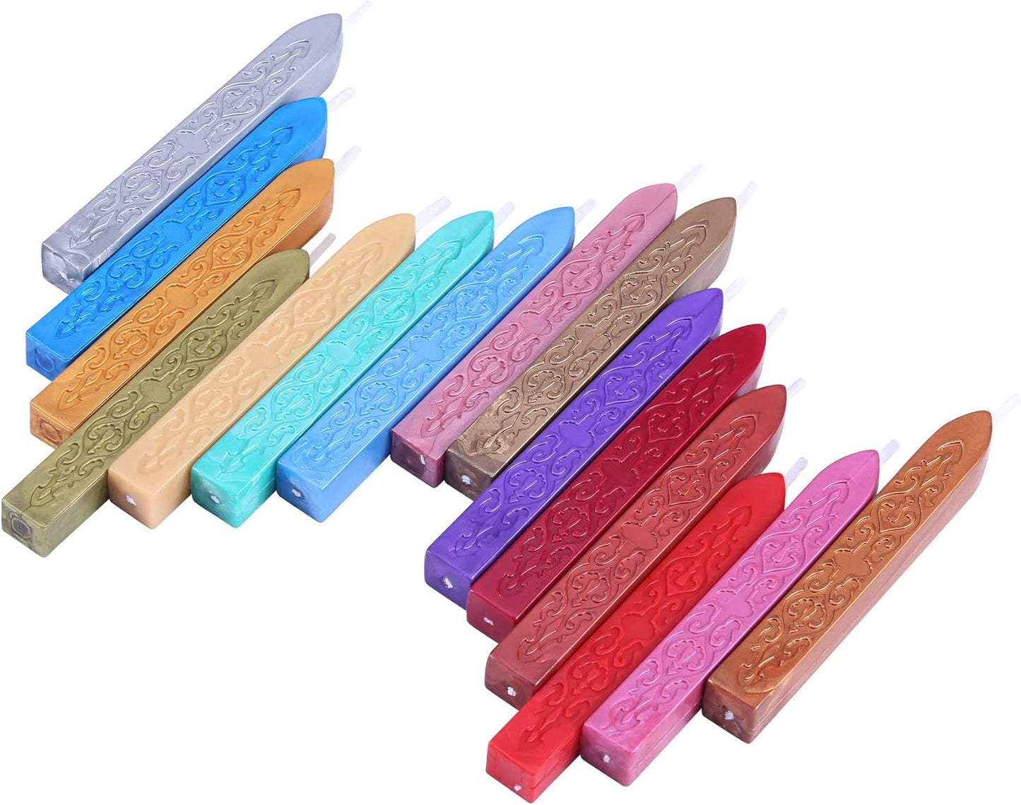 Yoption 15Pcs Sealing Wax Sticks with Wicks for Wax Seal Stamp, Wedding Invitations, Gift Packaging, Christmas (15 Colors)