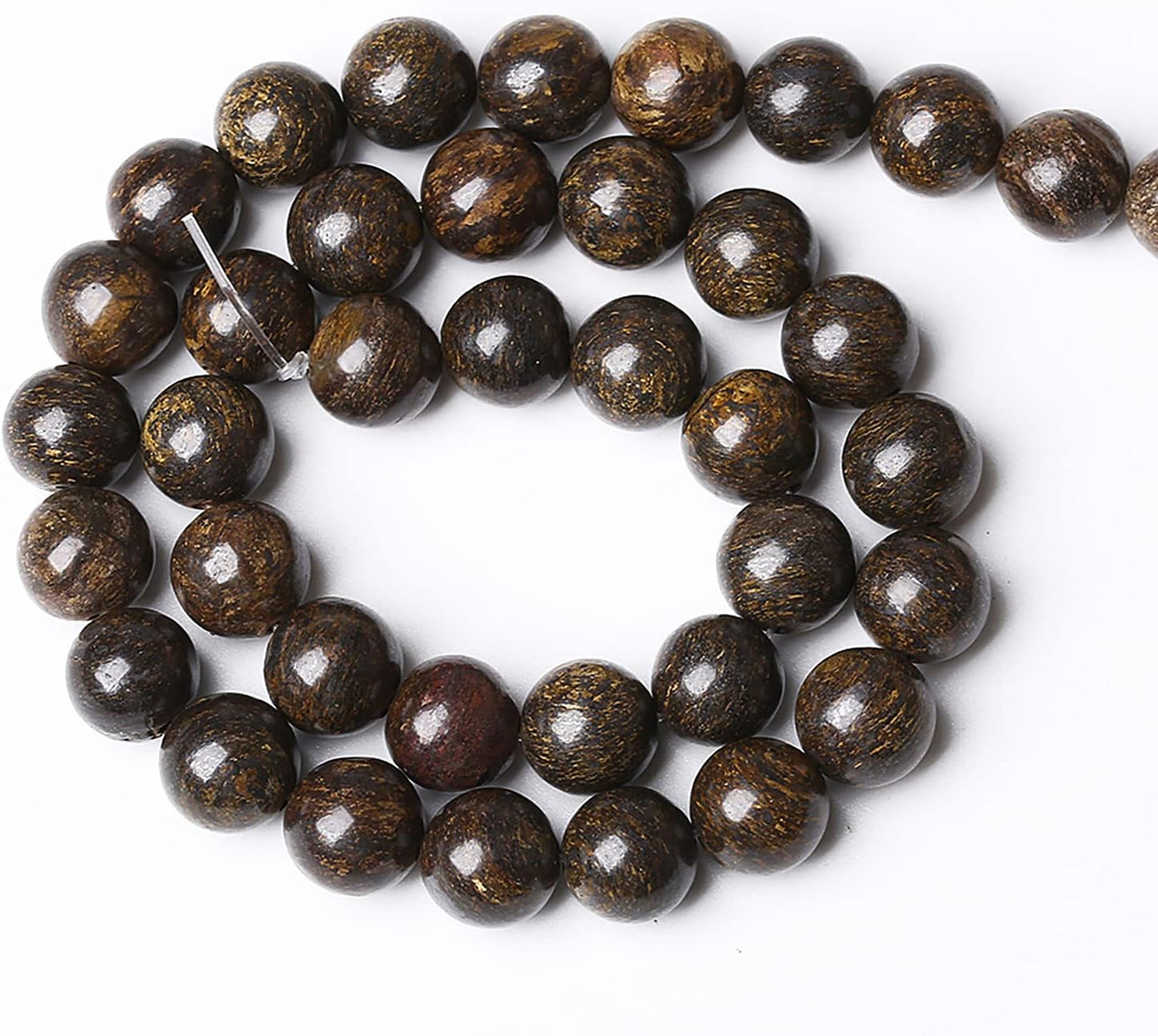 32pcs 12mm Natural Stone Beads Brown Bronzite Gemstone Round Loose Beads for Jewelry Making DIY Bracelet Necklace