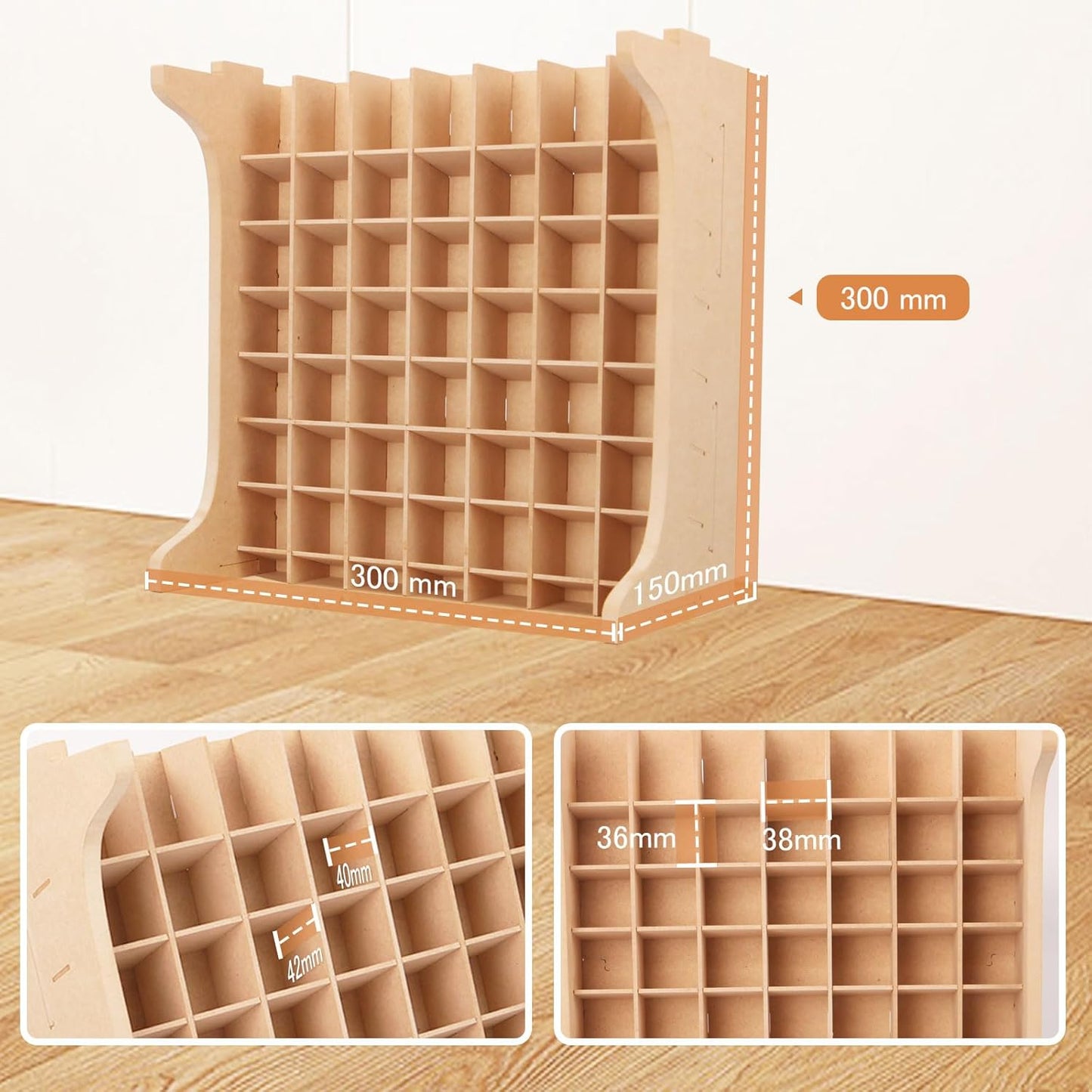 Paint Rack Organizer with 49 Holes Suitable for 10ml TAMIYA/10ml MR HOBBY/18ml MR HOBBY, Model Tool Storage with MDF Material, Craft Paint Holder Rack GK13