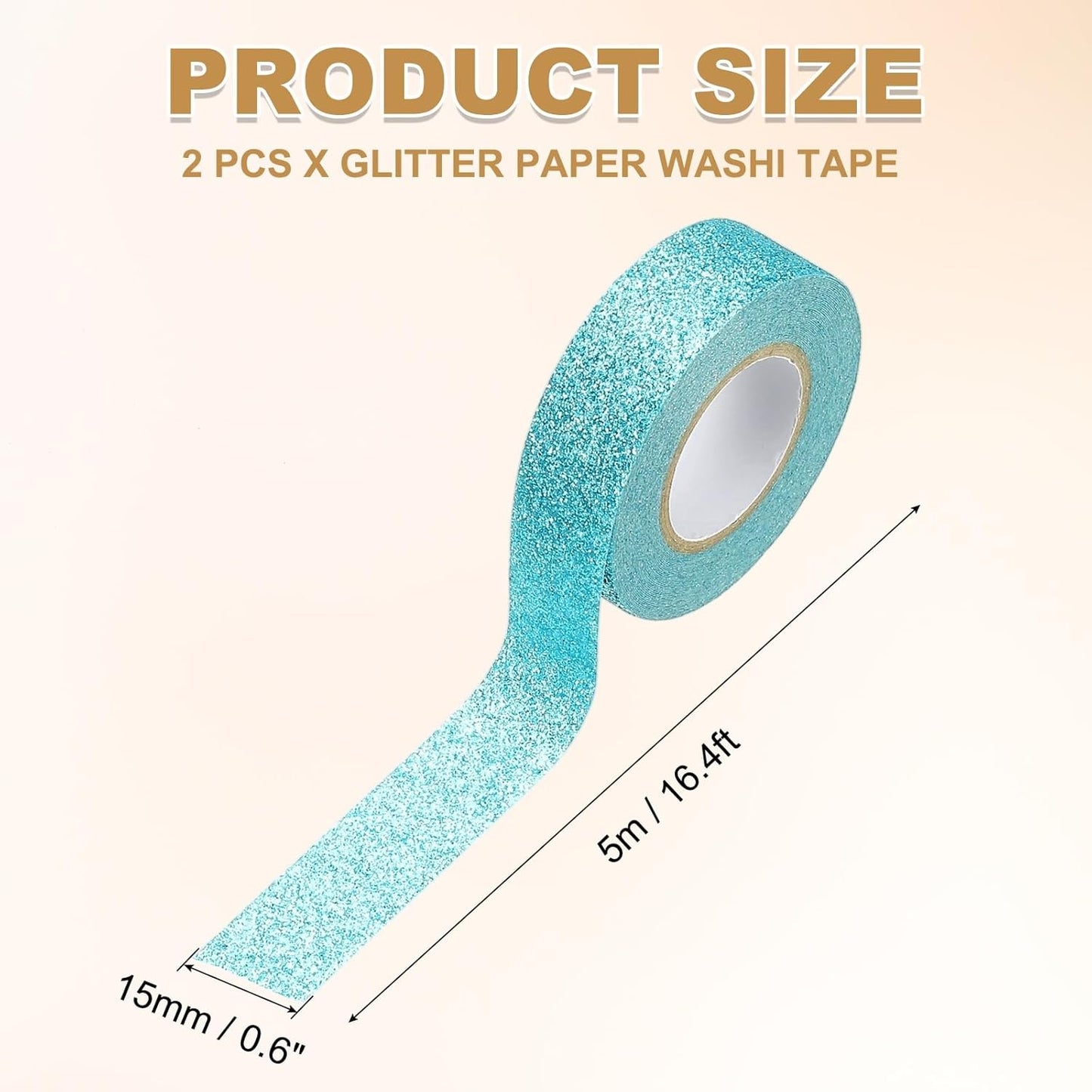PATIKIL 2 Roll Glitter Paper Washi Tape, Washi Decorative Tape for Crafts, Blue