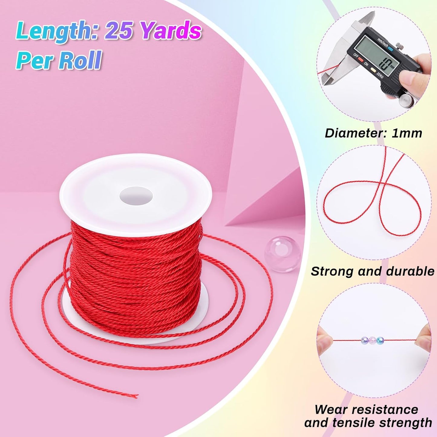 Cridoz 20 Rolls Wax String for Bracelet Making, Waxed Thread Bracelet Cord, Waxed Polyester Cord Bracelet Rope for DIY Bracelets, Necklace and Macrame