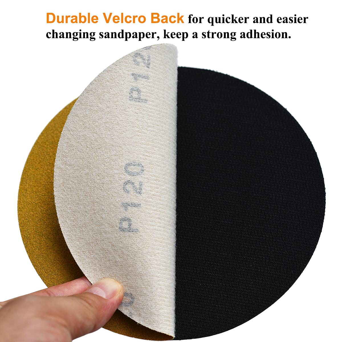 6-Inch No-Hole Hook and Loop Sanding Discs, 60/80/100/120/150/220/320/400/600/800 Assorted Grits Sandpaper for Random Orbital Sander, 100-Pack