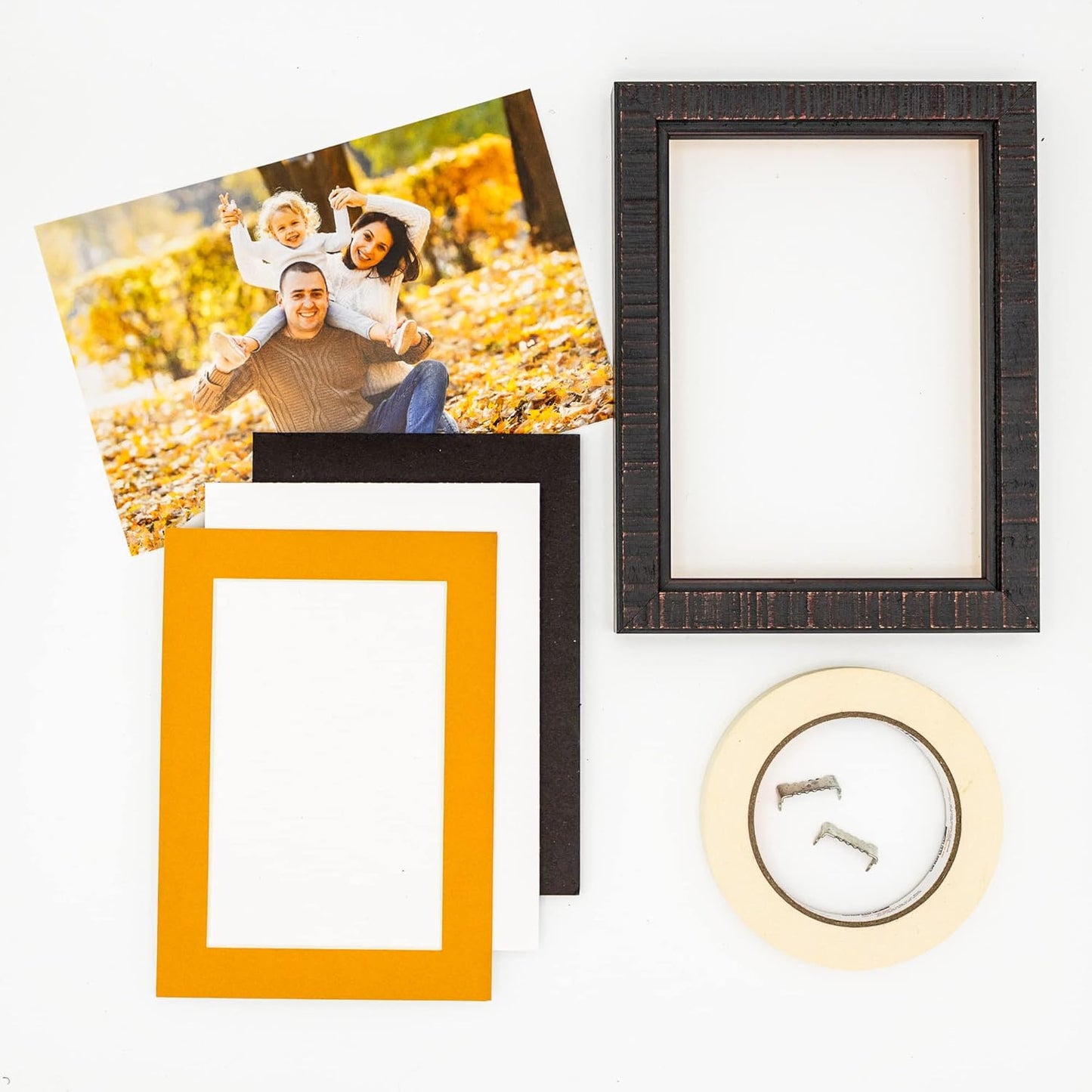 8.5x11 Mat Bevel Cut for 7x9 Photos - Acid Free Golden Orange Precut Matboard With Backing Board and Crystal Clear, Self Seal Photo Mat Bag - For Pictures, Photos, Framing - 4-ply Thickness