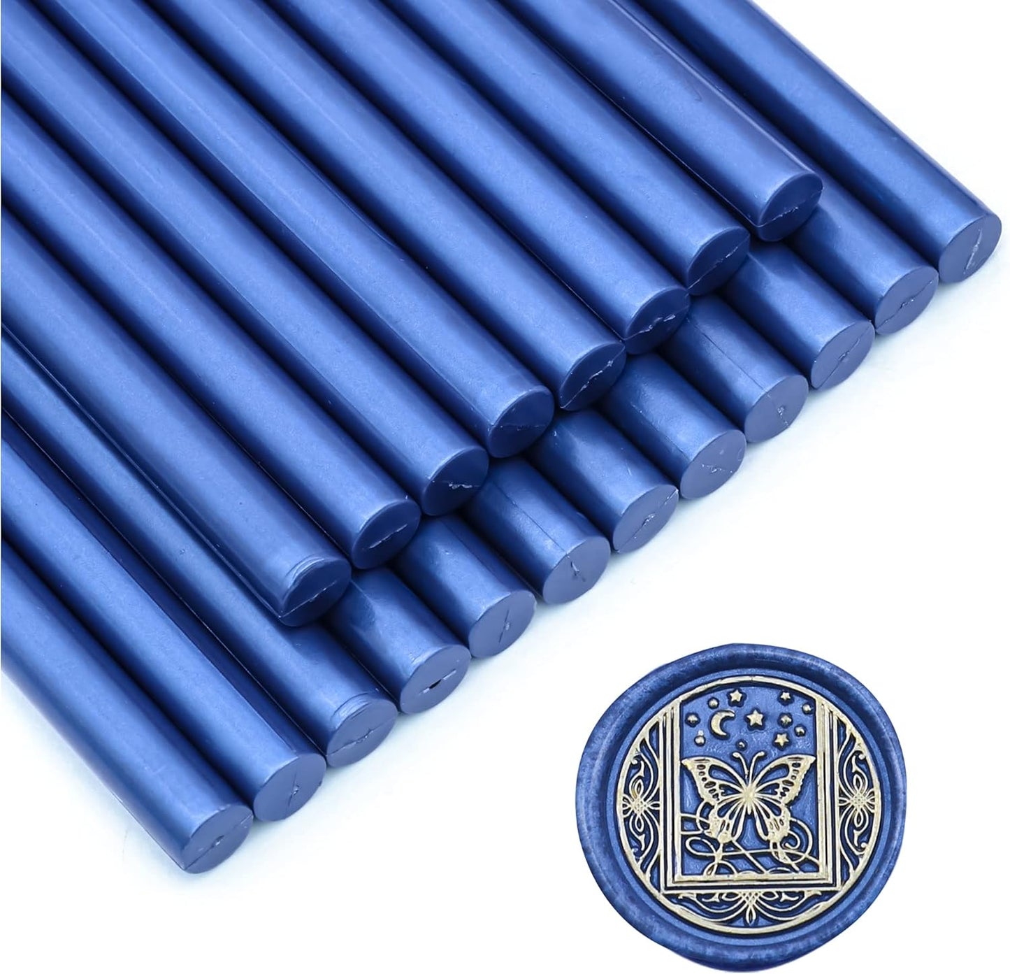 SWANGSA 20 Pieces Glue Gun Sealing Wax Sticks Navy Blue for Wax Seal Stamp, Great for Wedding Invitations, Cards, Envelopes, Wine Packages, Gift Wrapping (Navy Blue)