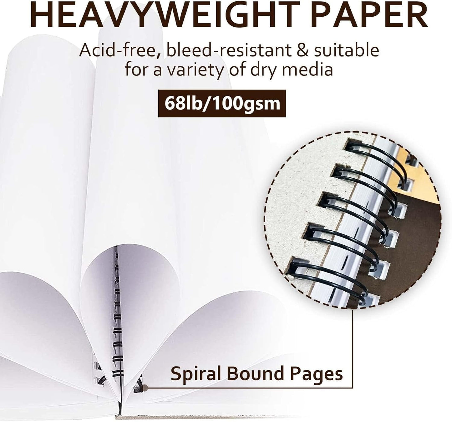 9x12 Inch Sketch Book, Sketch Pad, 100 Sheets (68 lb/100gsm), Spiral Bound Artist for Artist Pro & Amateurs | Marker Art, Colored Pencil, Charcoal for Sketching