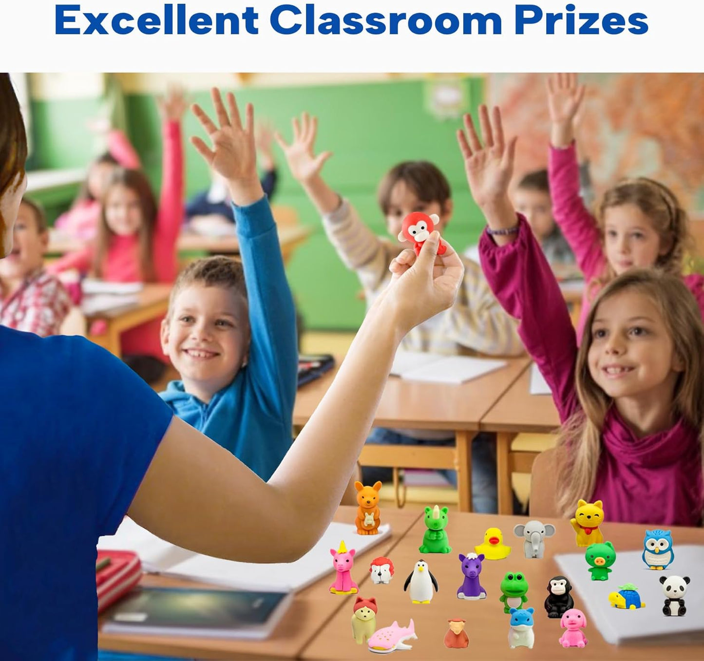 Animal Erasers for Kids, 45 Pcs Kids Pencil Erasers Bulk Puzzle Erasers for School Classroom Prizes
