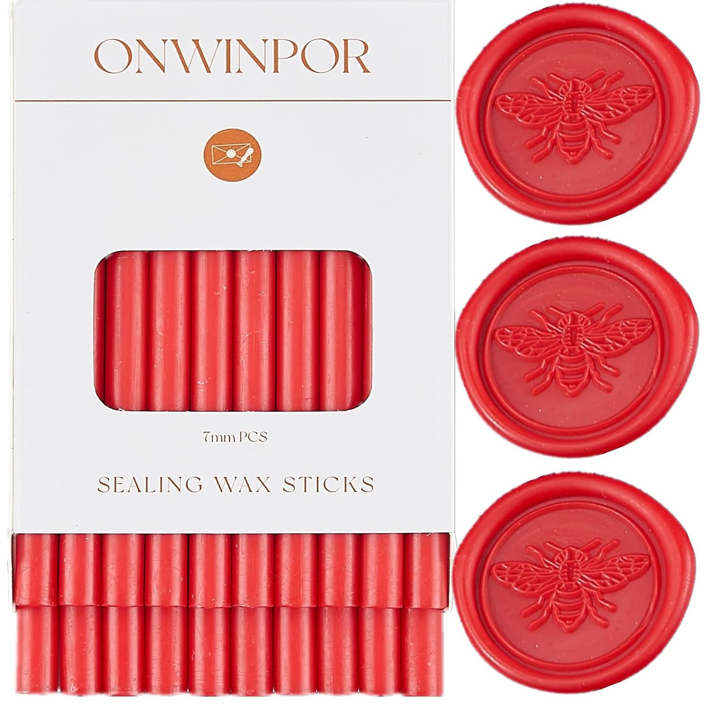 Wax Seal Sticks Red, ONWINPOR 20pcs Glue Gun Wax Sealing Sticks for Wax Seal Stamp, Mini Wax Seal Gun Sticks Suit to 0.28'' Glue Gun, Wedding Invitations (Bright Red)
