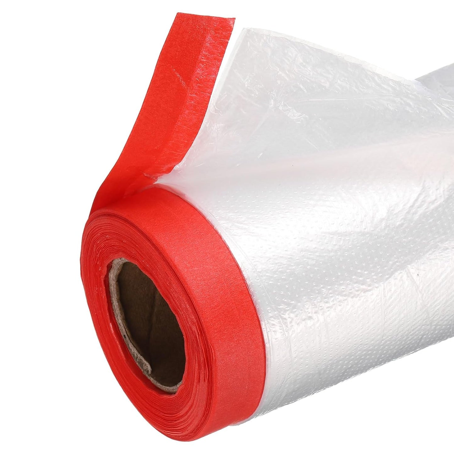 uxcell Pre-Taped Masking Film, 7.9ft x 66ft High-Tack Painters Tape Plastic Drop Cloth with High-Tack Painters Tape for Painting Protection Red 4Pcs