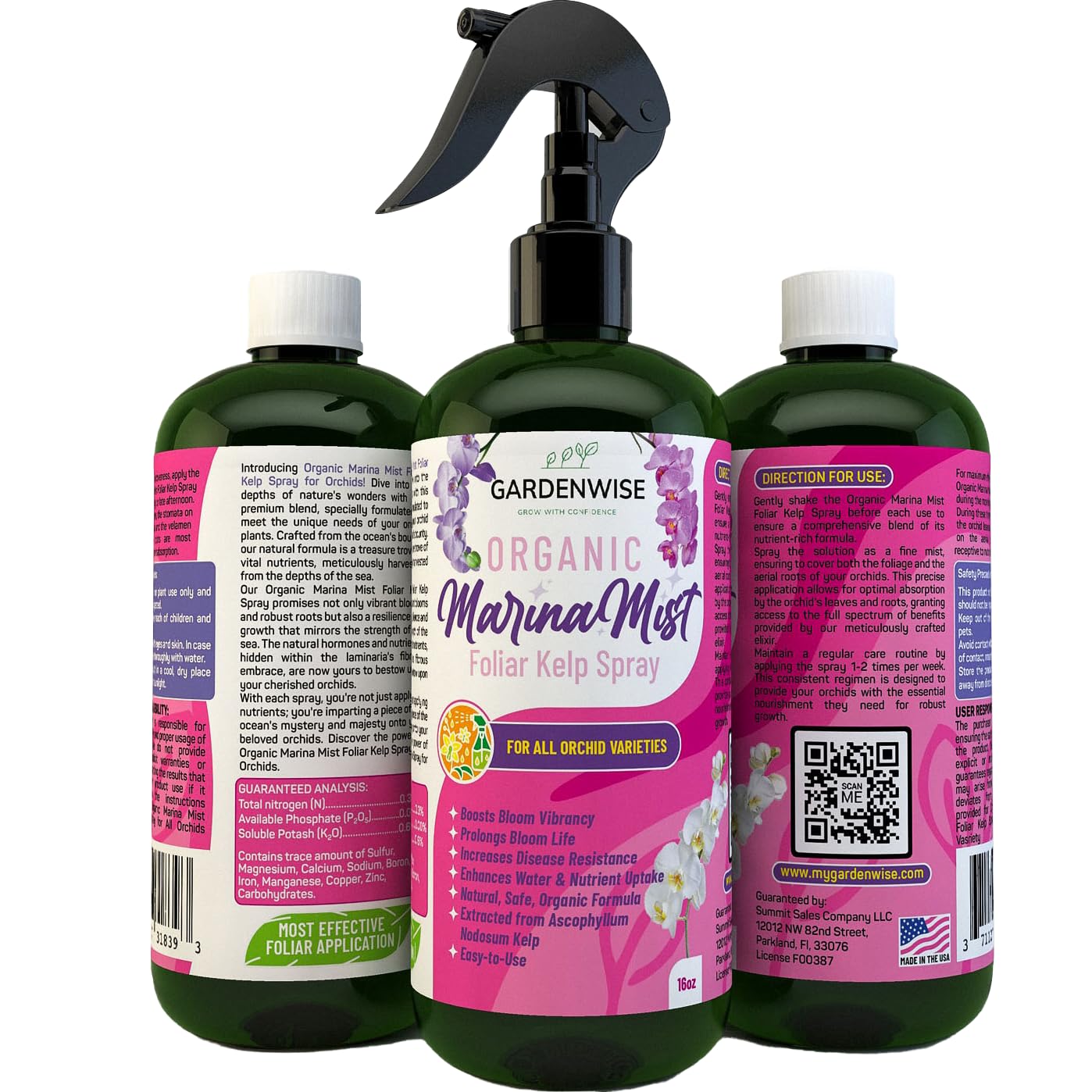Marina Mist Orchid Fertilizer for Blooming - Orchid Plant Food Mist - Liquid Seaweed Extract for Plants - Orchid Care - Abono para Orquideas (16 oz)