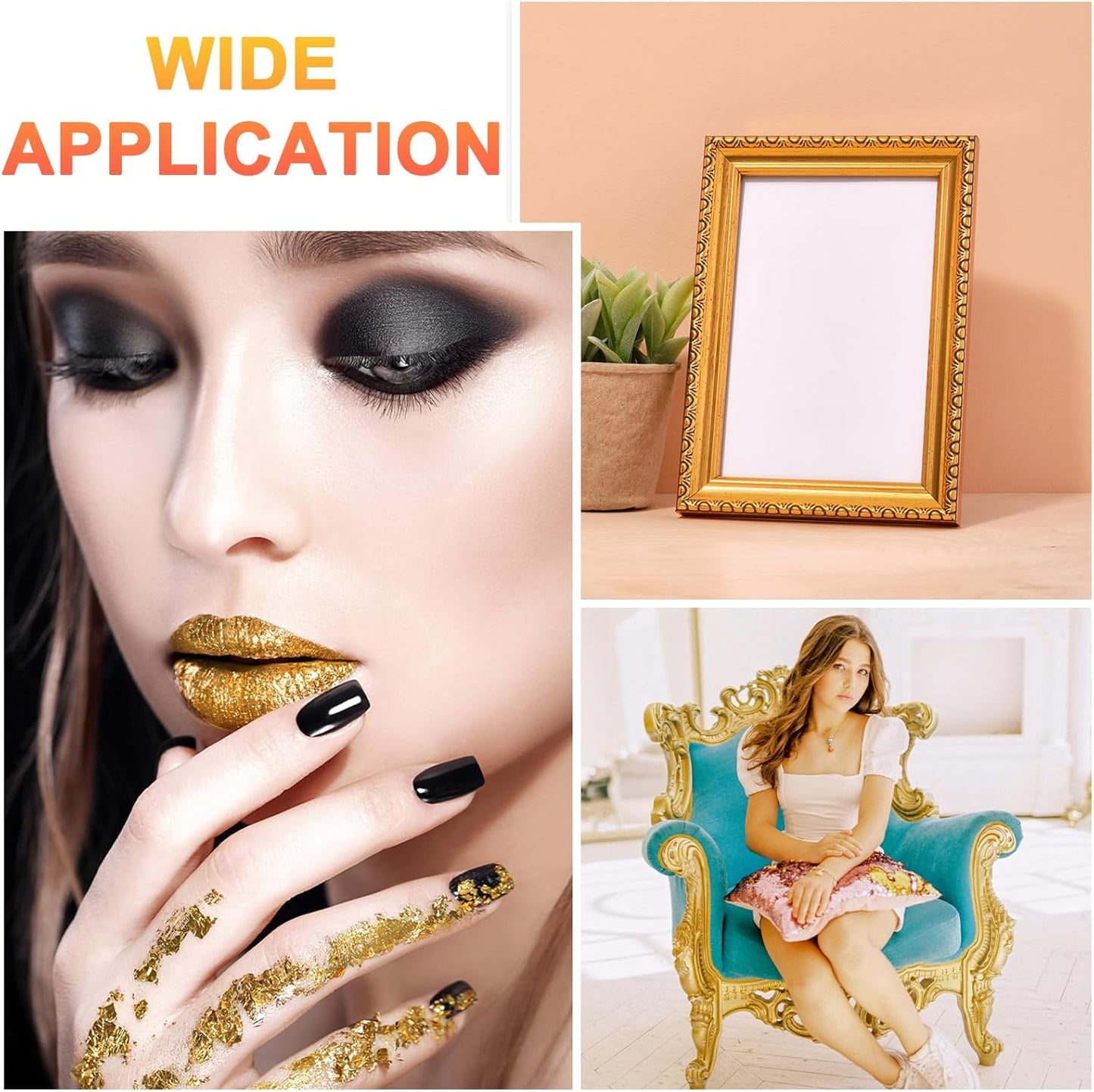 uxcell 100pcs Leaf Sheets, 3.5" x 3.5" Foil Sheets Paper Sheets for DIY Crafts Painting Nails Resin Furniture Decoration(Light Gold)