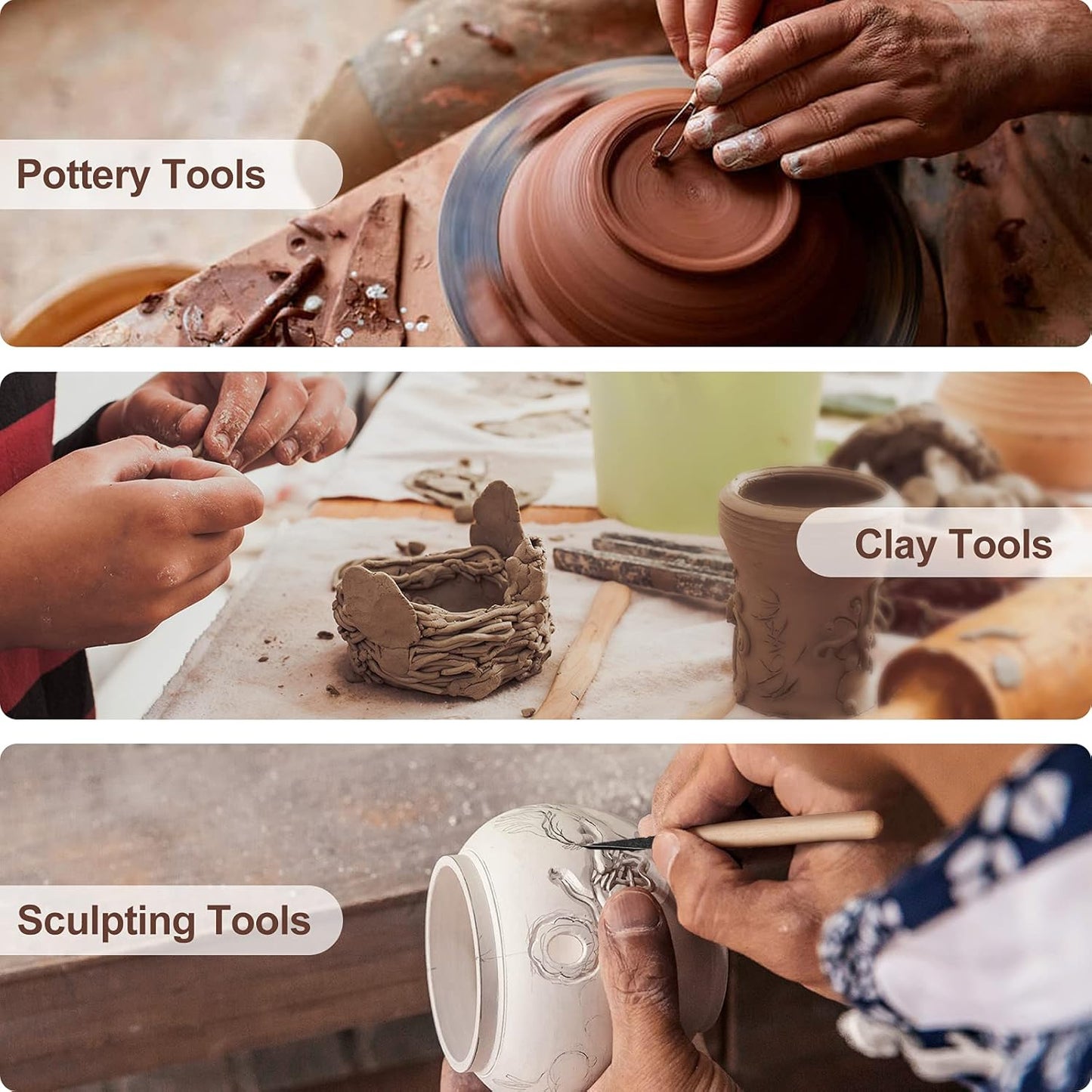 Nozomy Clay Tools,12PCS Pottery Clay Sculpting Tool Set