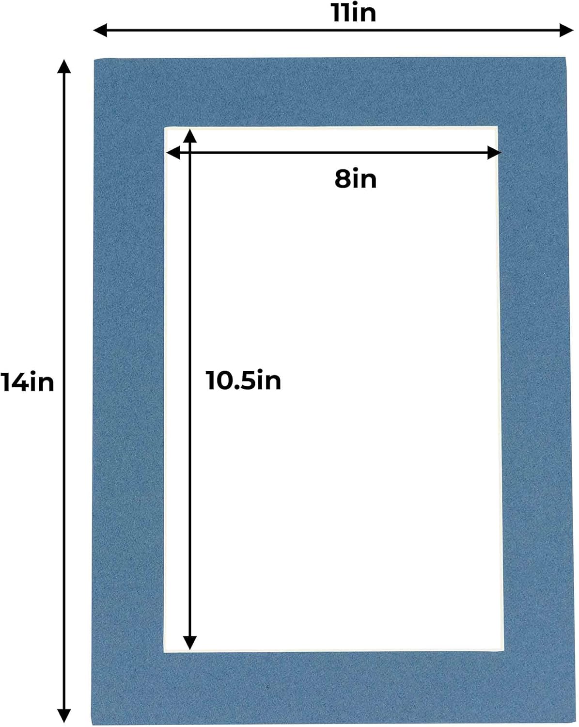 11x14 Mat for 8.5x11 Photo - Precut Steel Blue Picture Matboard for Frames 11 x 14 Inches - Bevel Cut to Display Art 8.5 x 11 Inches - Acid Free Pack of 10 MATS with Backing Boards & Clear Bags