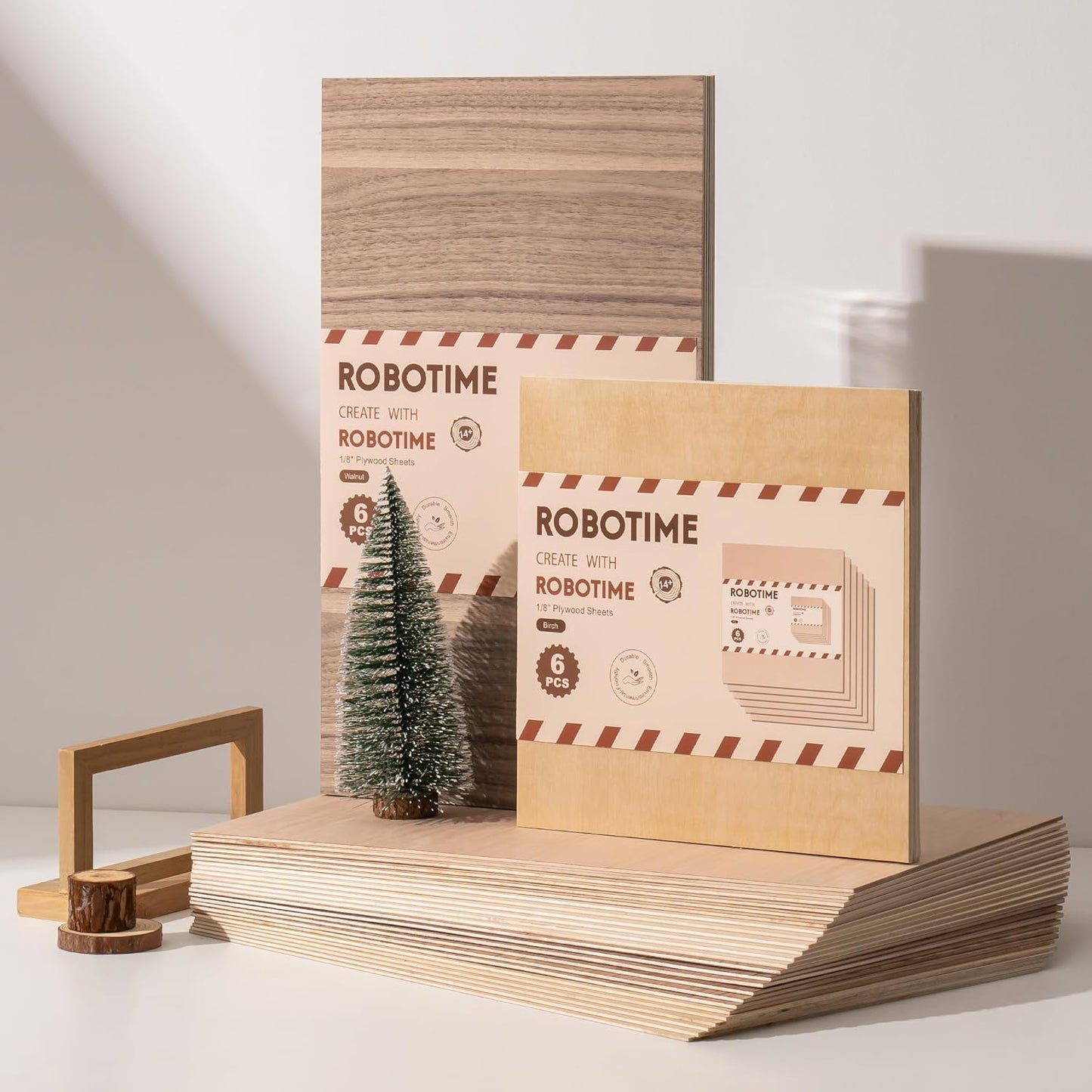 ROBOTIME 3mm Plywood 6 Pcs, 1/8 Maple Plywood for Laser Cutting & Engraving, Thin Maple Boards 12"x20" Crafting Wood Sheets
