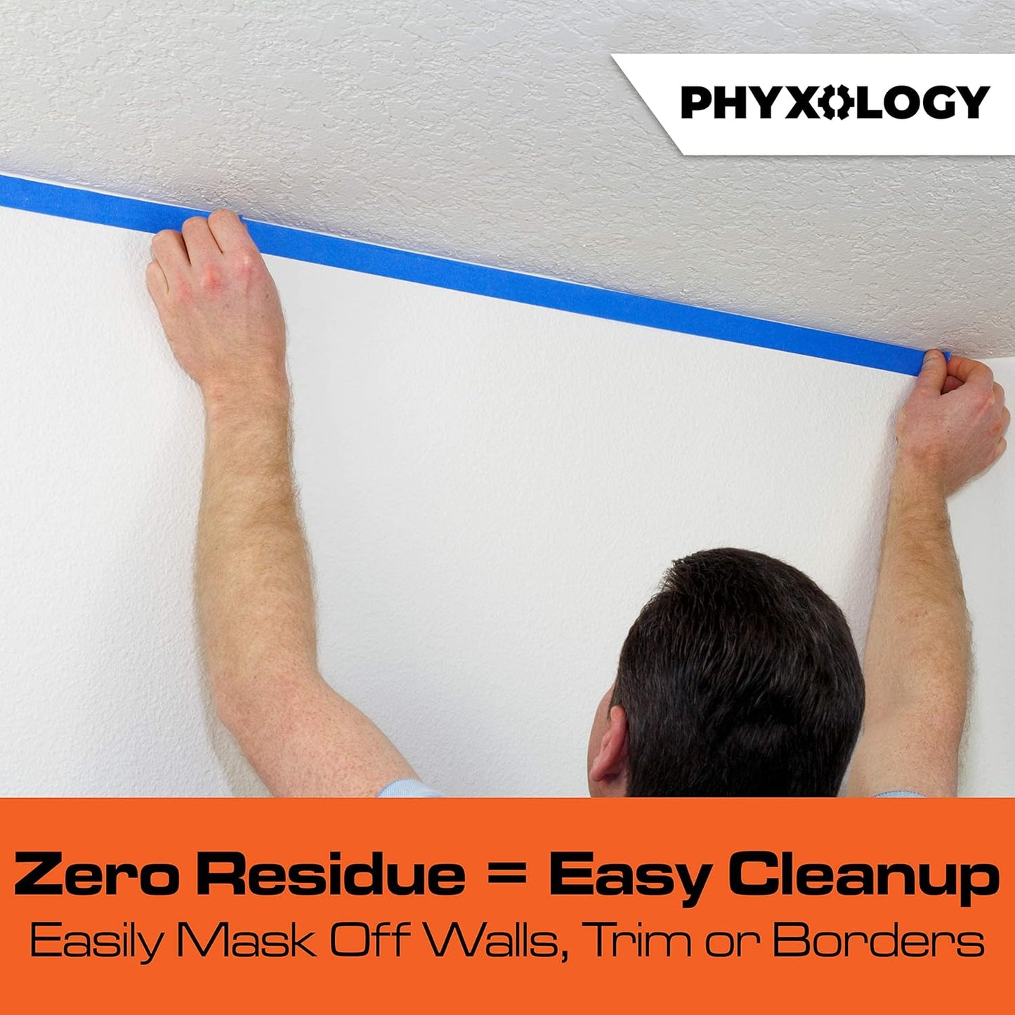 No-Residue Blue Painters Tape 2 inch 4x 60 Yard Roll. Easy-Tear, Pro-Grade Removable Masking Tape Great for Home, Office, Commercial Contractor. Clean, Drip-Free Painting w/ Wide Crepe Paper Rolls
