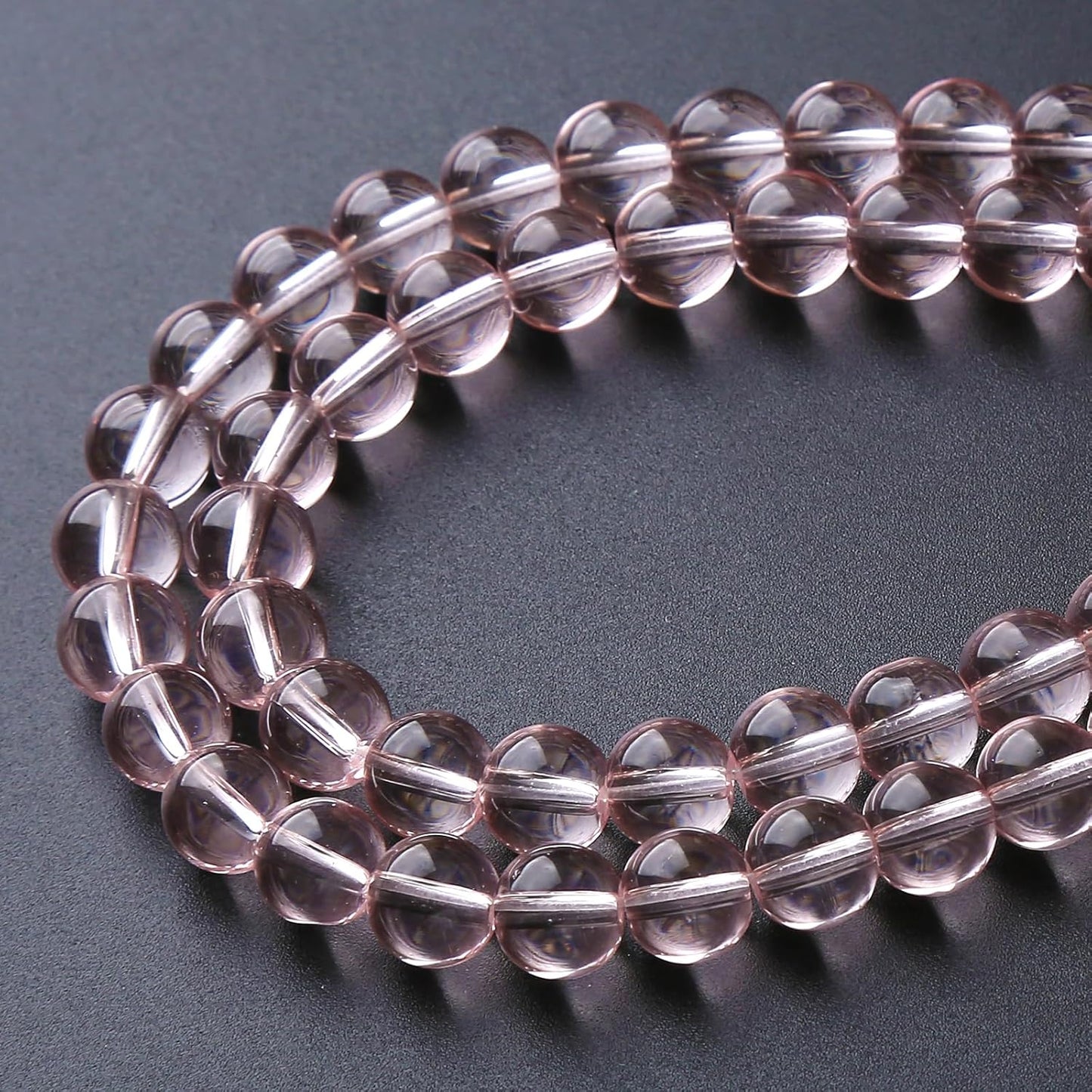 60pcs 6mm Pink Crystal Glass Beads Round Loose Spacer Beads for Jewelry Making DIY Bracelet Necklace Healing Power Stone Beads (Pink Crystal Glass, 6mm)