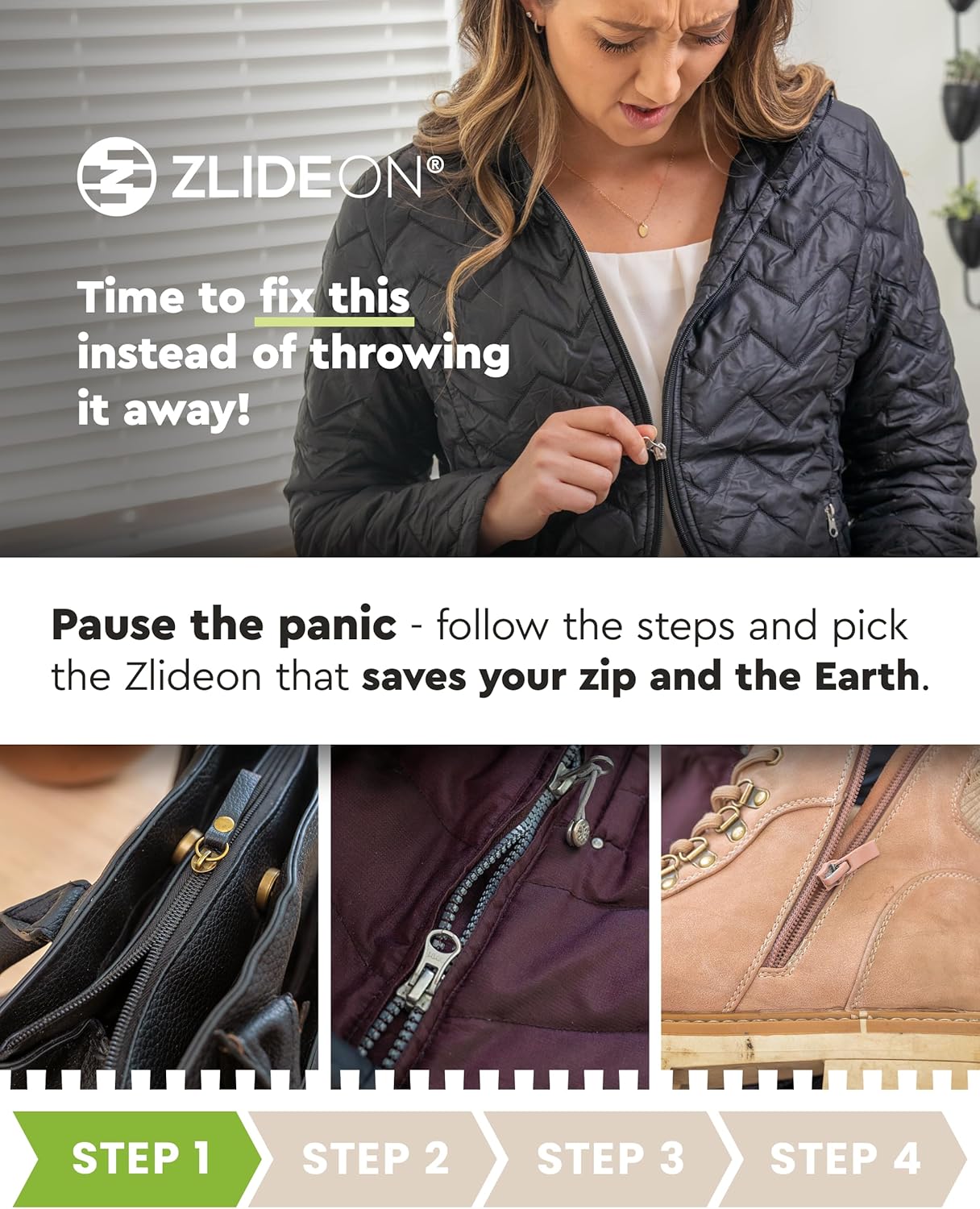 ZlideOn Zipper Pull Replacement - 3pcs, Black, Large - Instant Zipper Replacement Slider Multipack
